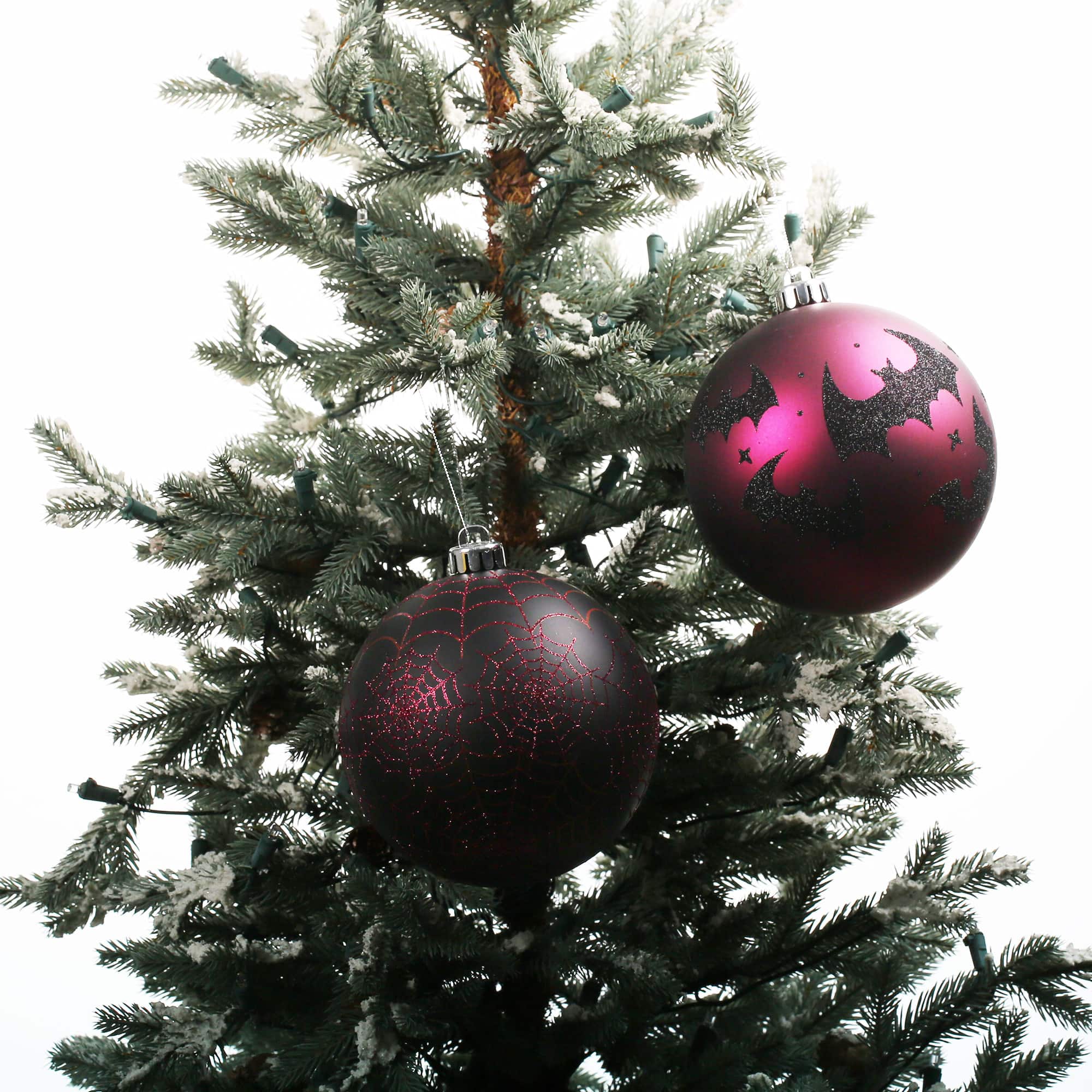 2 Pack 6" Black & Purple Glitter Shatterproof Ball Ornaments by Ashland®