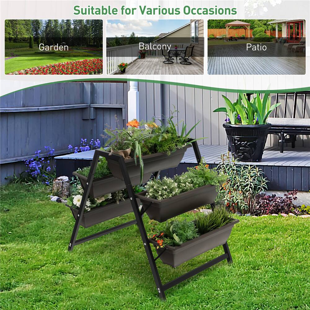 Costway 31" x 36" Raised Garden Bed 3-Tier Vertical Planter with Plant Boxes