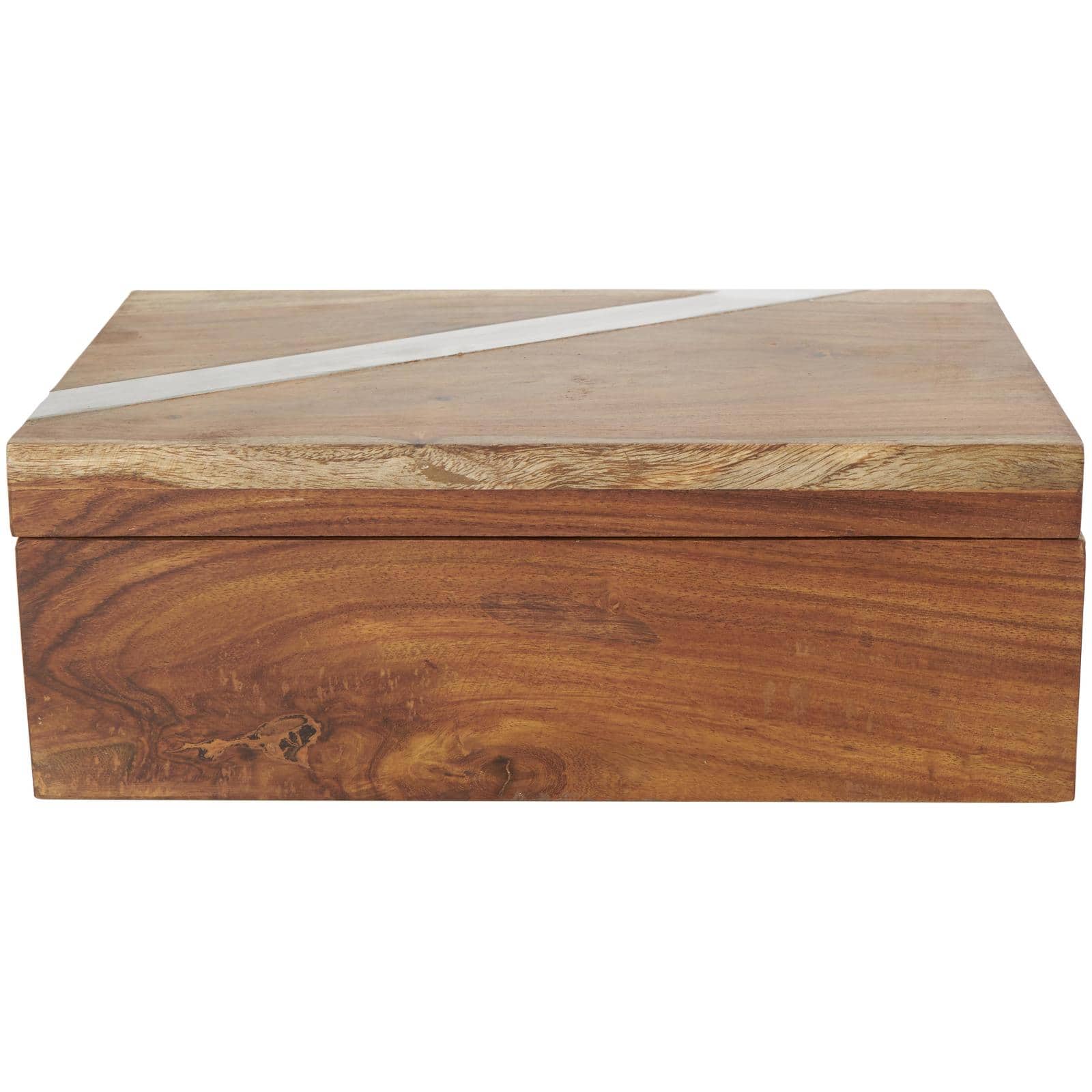 Brown Box Set with Silver Diagonal Stripes