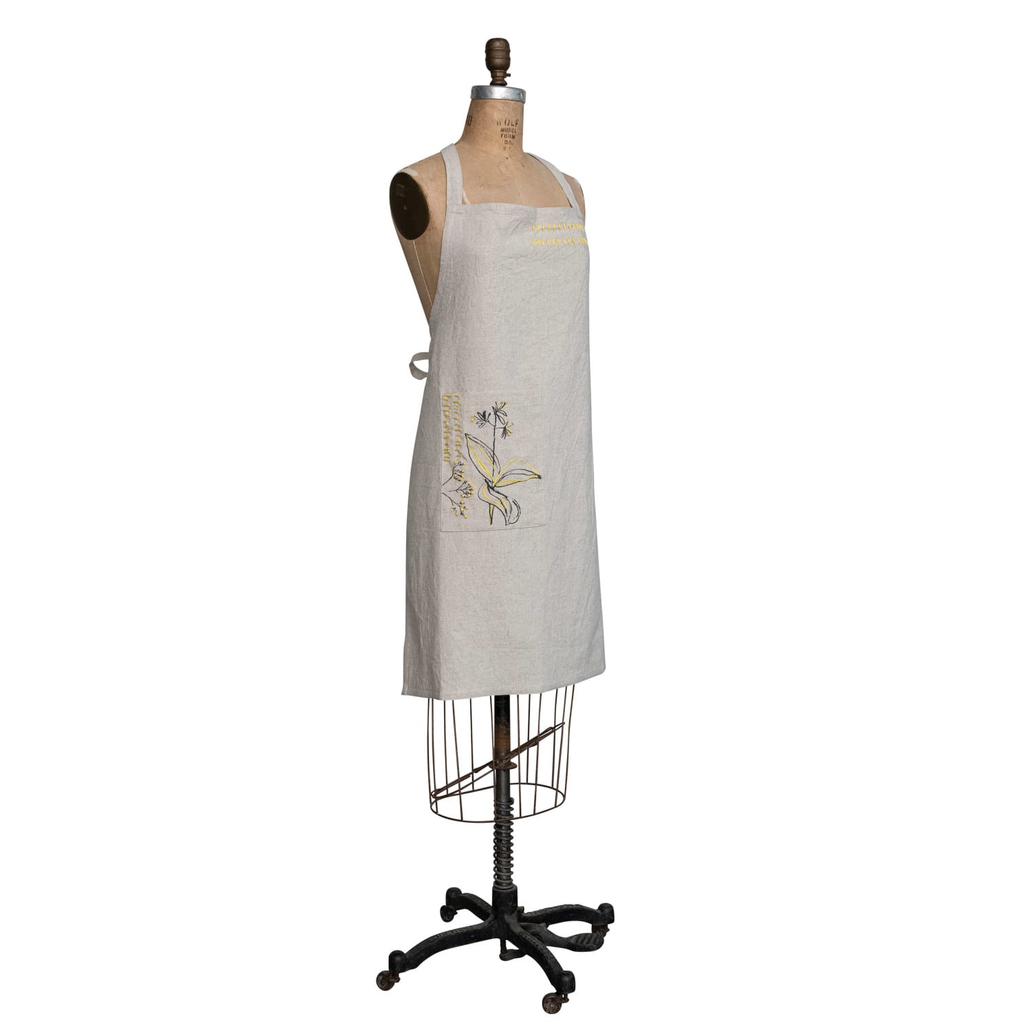 Hello Honey® Hand-Embroidered Flower Design & French Knots Cotton & Linen Apron