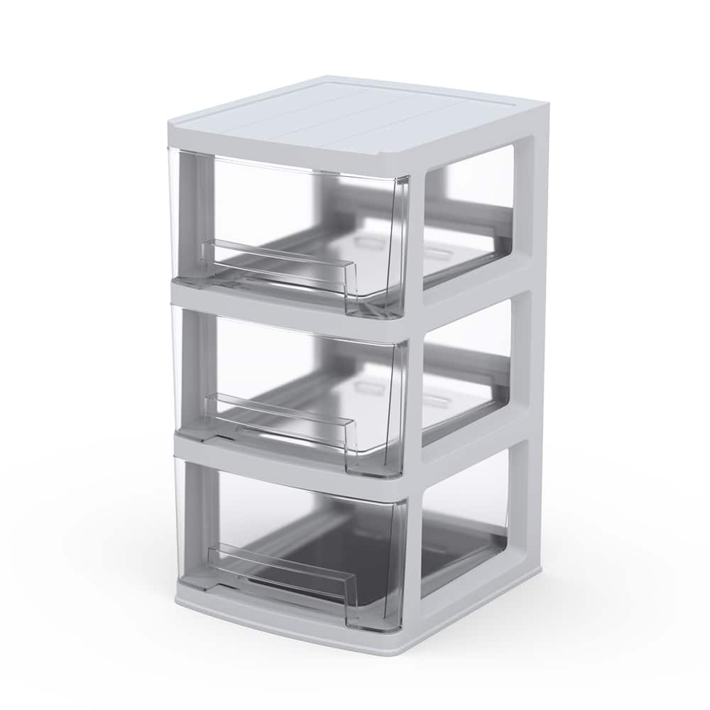 25" Clear 3-Tier Storage Drawers by Simply Tidy