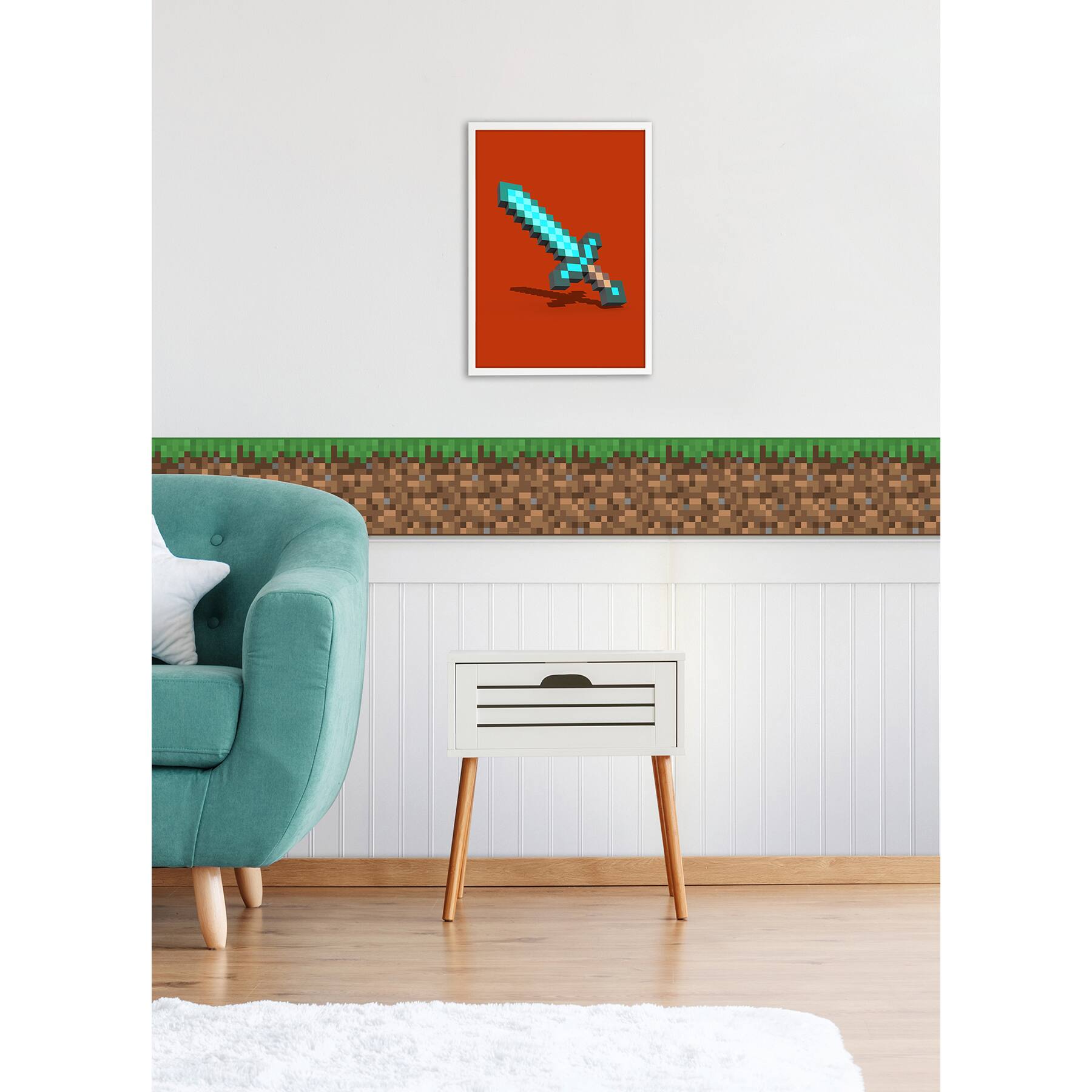 RoomMates Minecraft Iconic Grass Peel & Stick Wallpaper Border