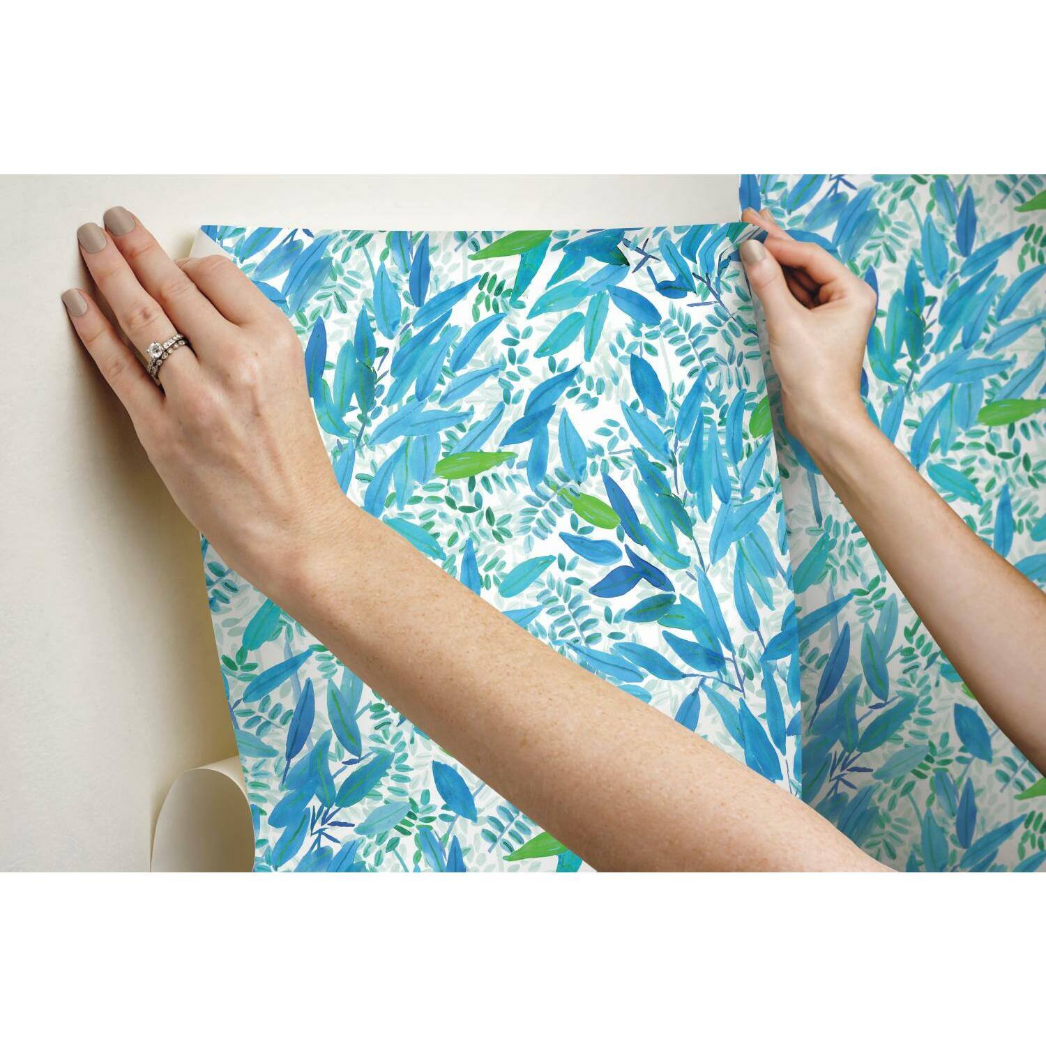 RoomMates Watercolor Leaves Peel & Stick Wallpaper