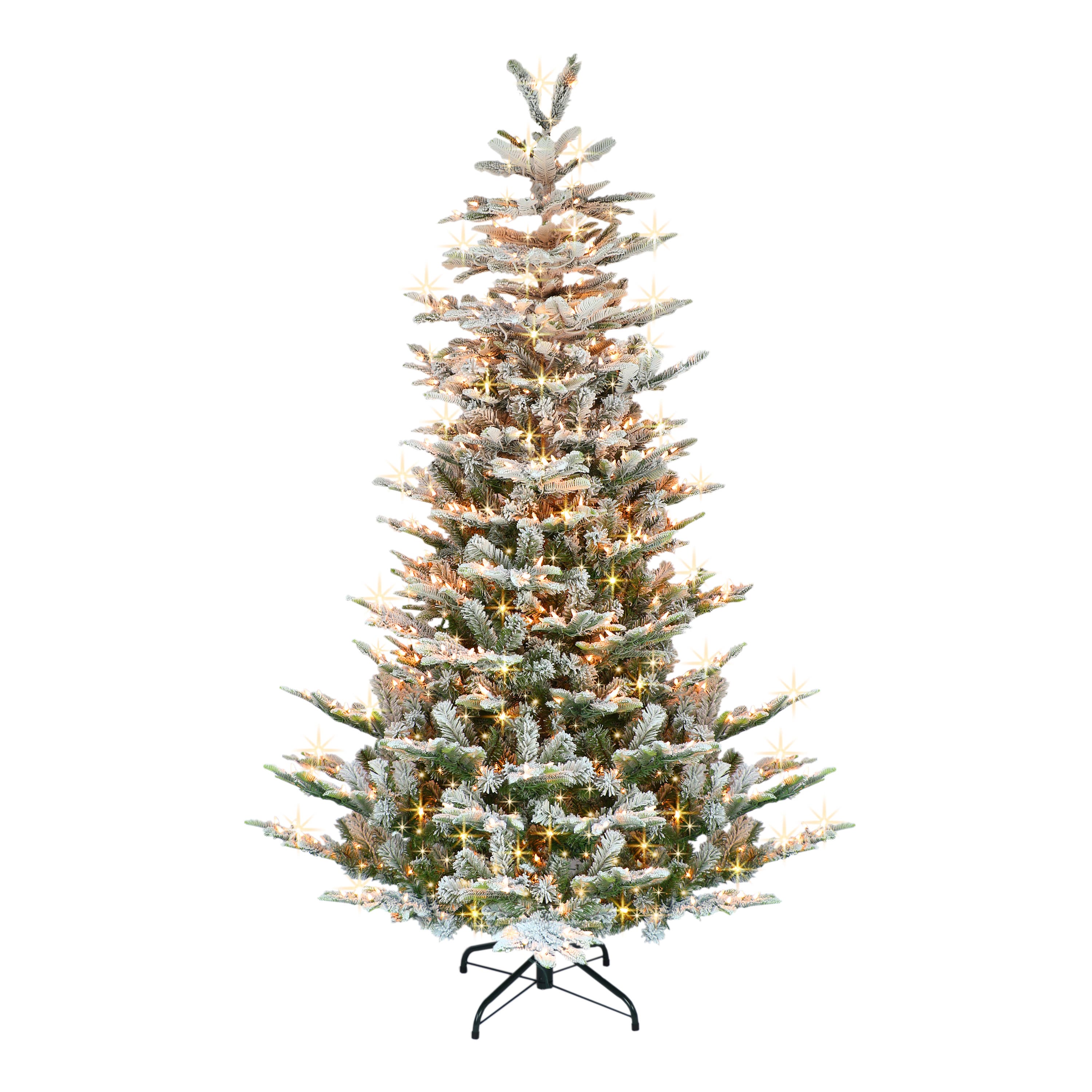7.5ft. Pre-Lit Flocked Aspen Fir Artificial Tree, Warm White LED Lights