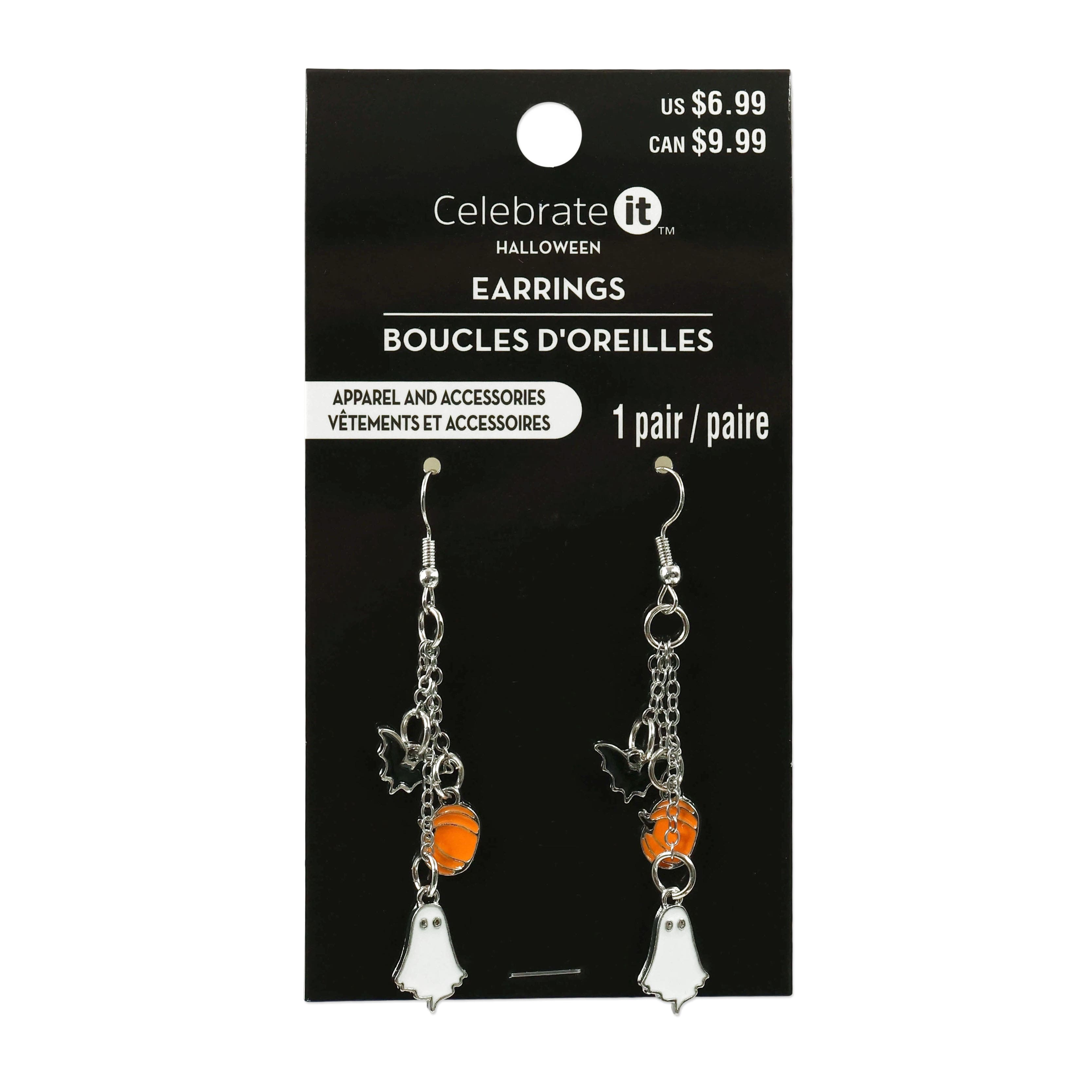 Halloween Bat Pumpkin Ghost Earrings by Celebrate It™