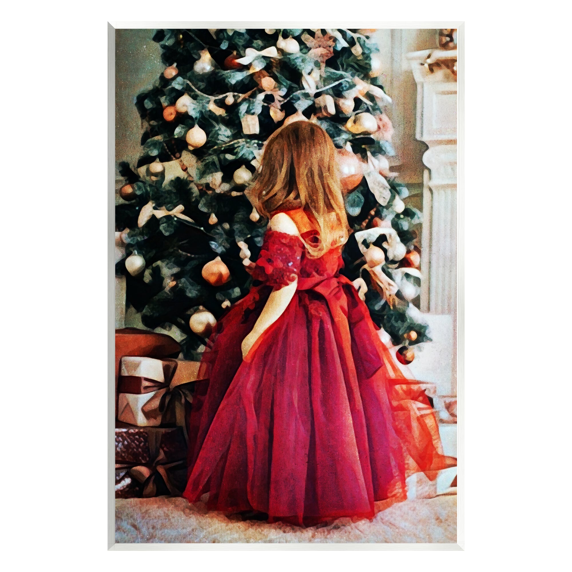 Stupell Industries Child On Christmas Day Gifts Wall Plaque Art