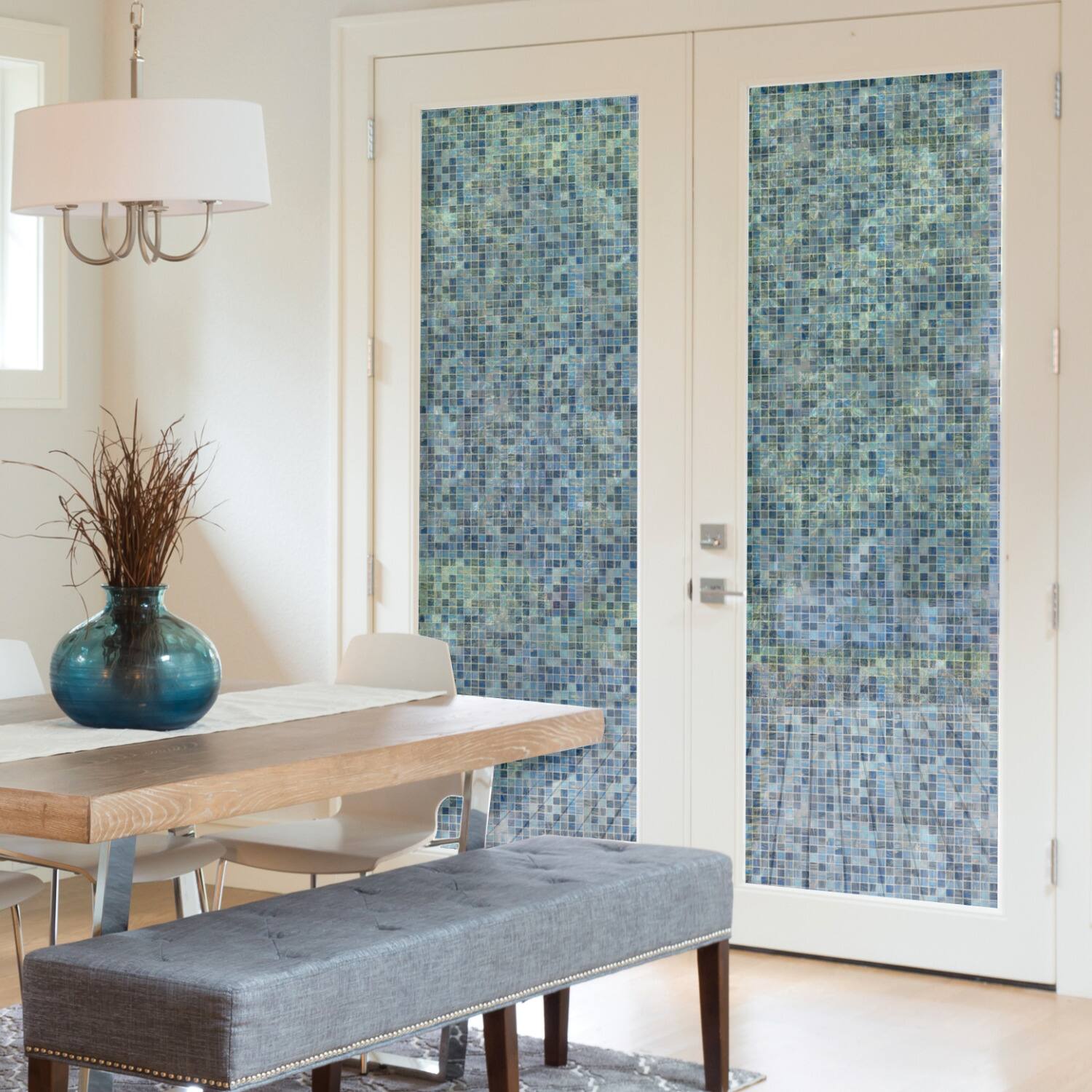 RoomMates Blue Mosaic Privacy Window Film