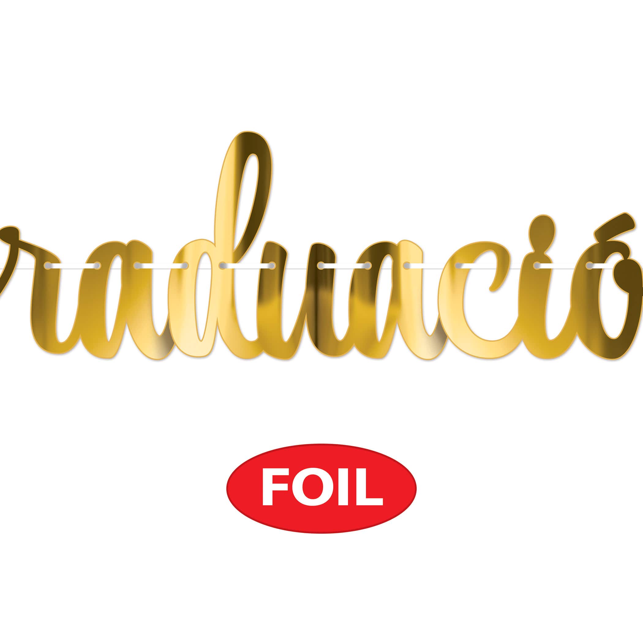 Beistle 4.25ft. Gold Foil Feliz Graduación Streamers, 2ct.
