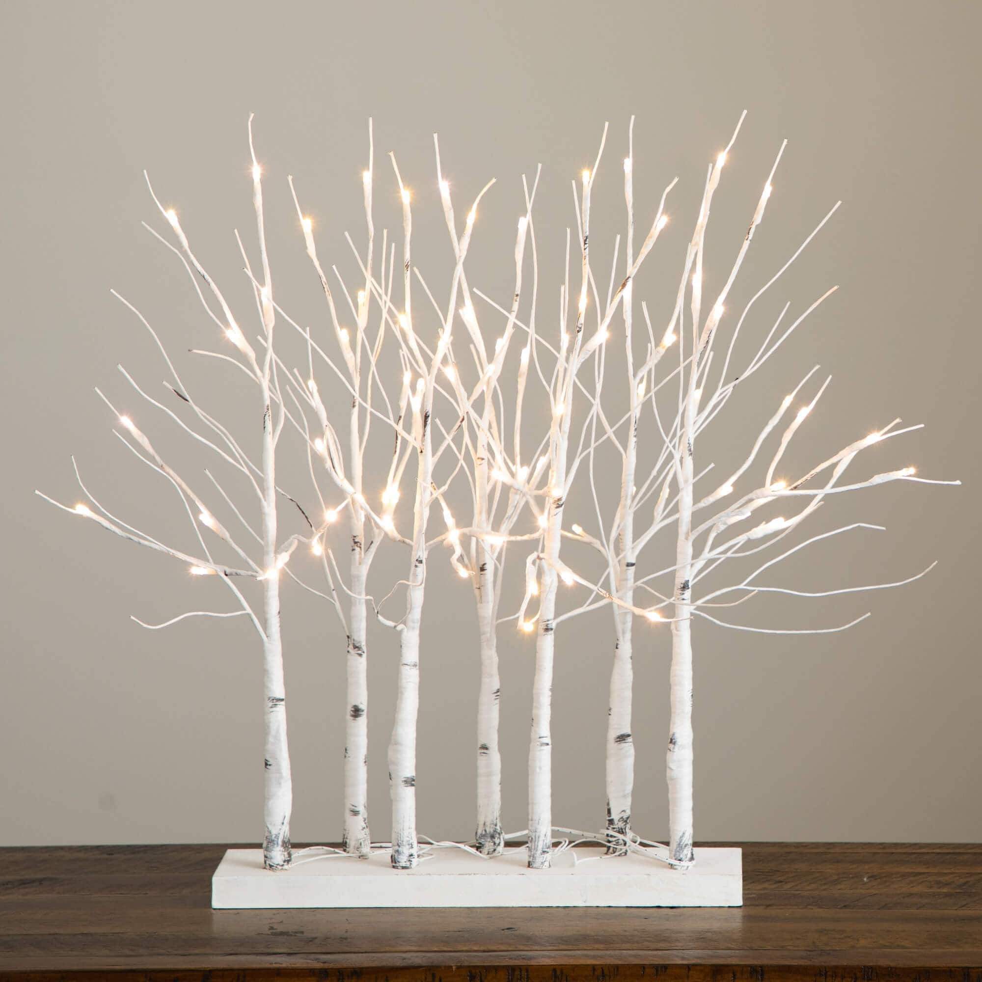 2ft. Pre-Lit Artificial White Birch Centerpiece with 84 LED Lights