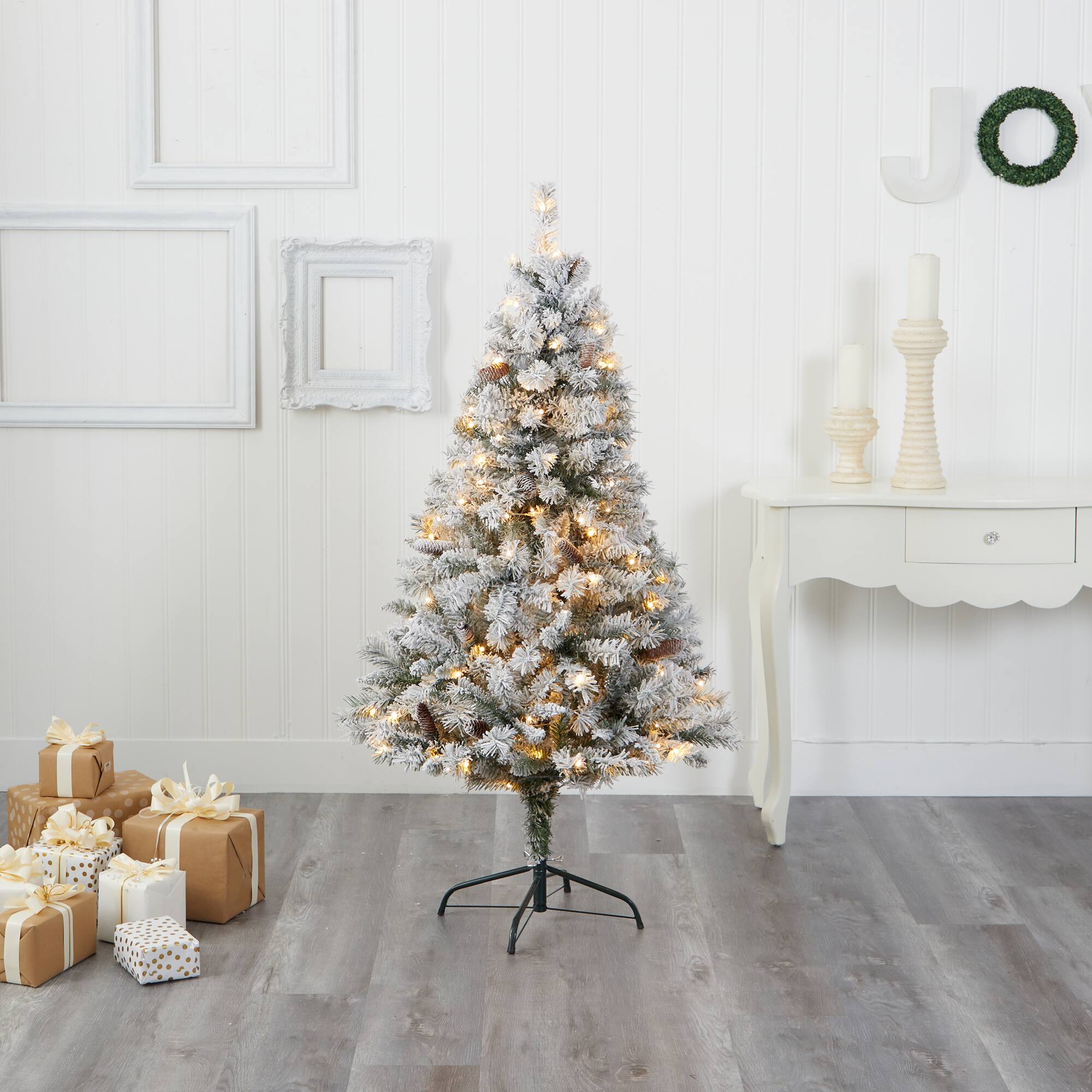 5ft. Pre-Lit White River Mountain Pine Artificial Christmas Tree, Clear LED Lights