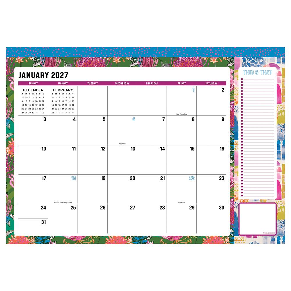 2027 Maximal Mirage Medium Desk Pad Monthly Blotter Calendar