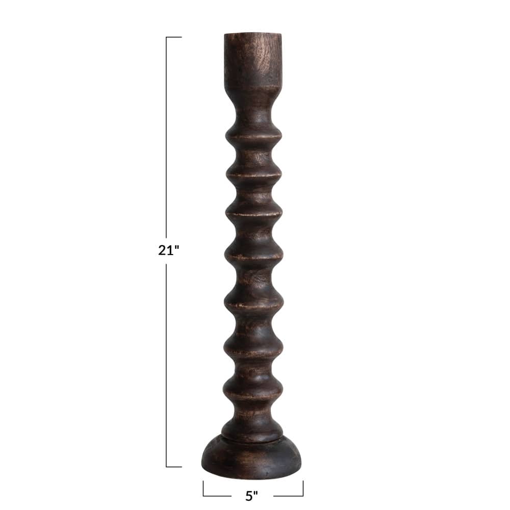 Hello Honey® Hand Carved Wood Taper Candle Holder