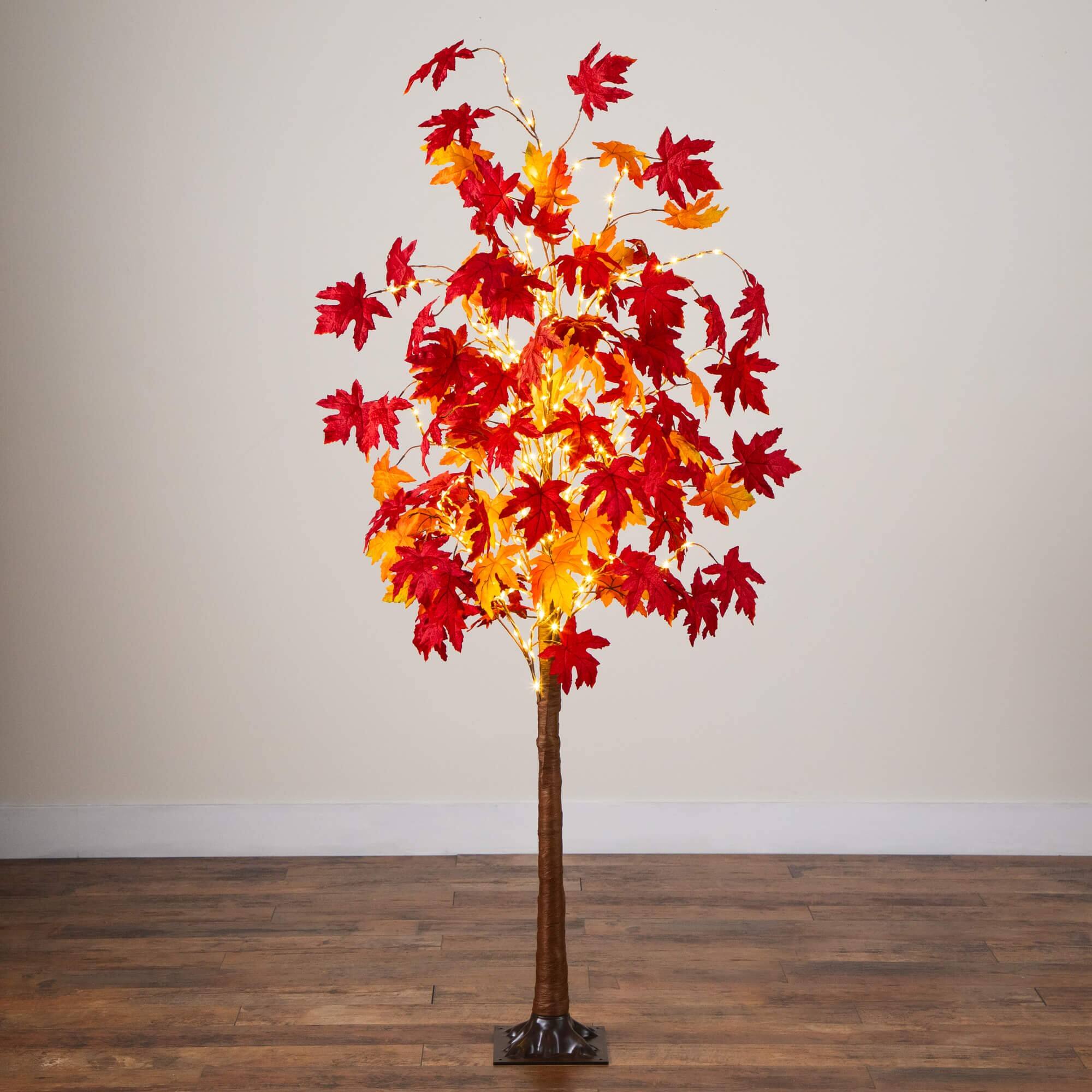 6ft. Pre-Lit Autumn Weeping Maple Artificial Fall Tree with 300 Warm White LED Lights