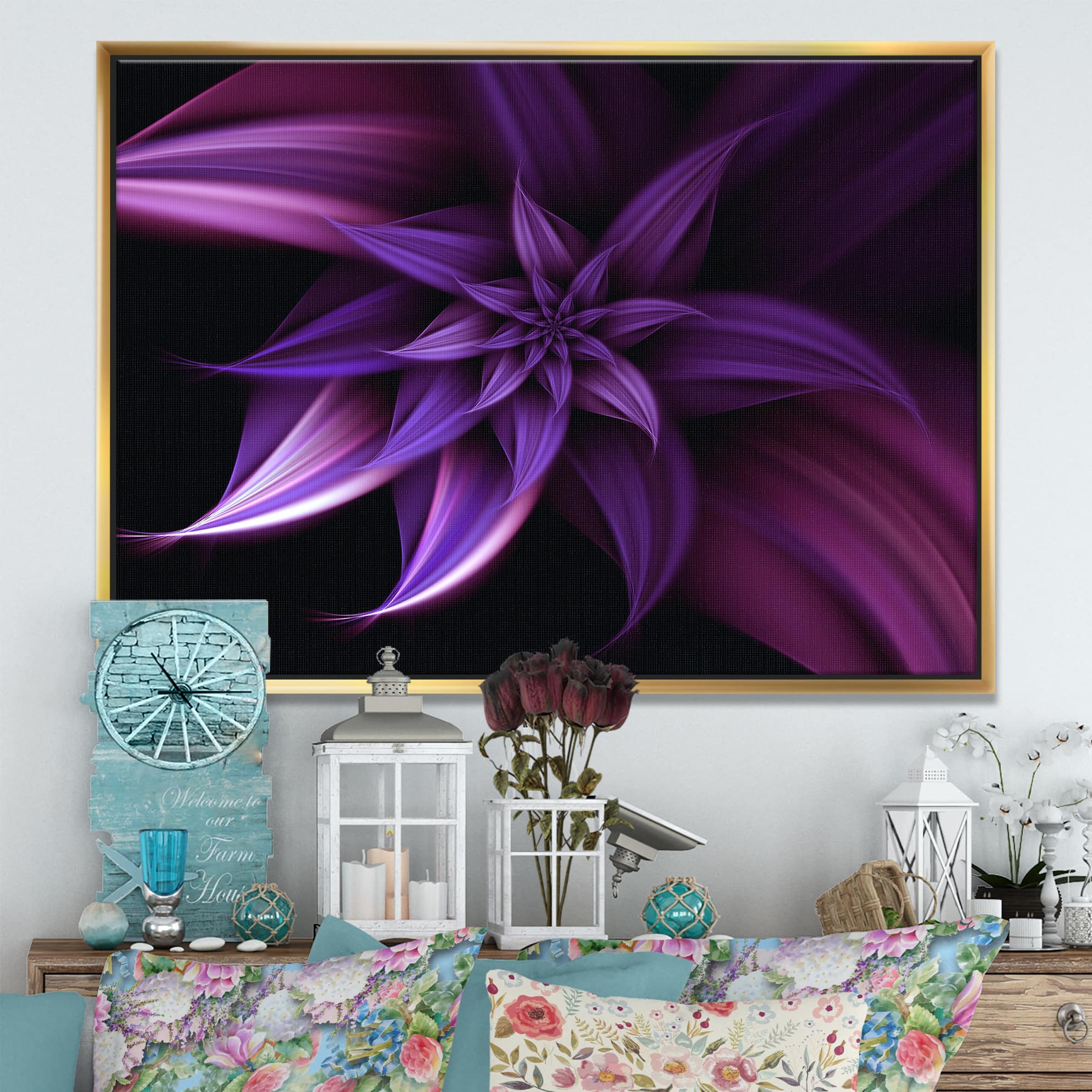 Designart - Fractal Flower Purple