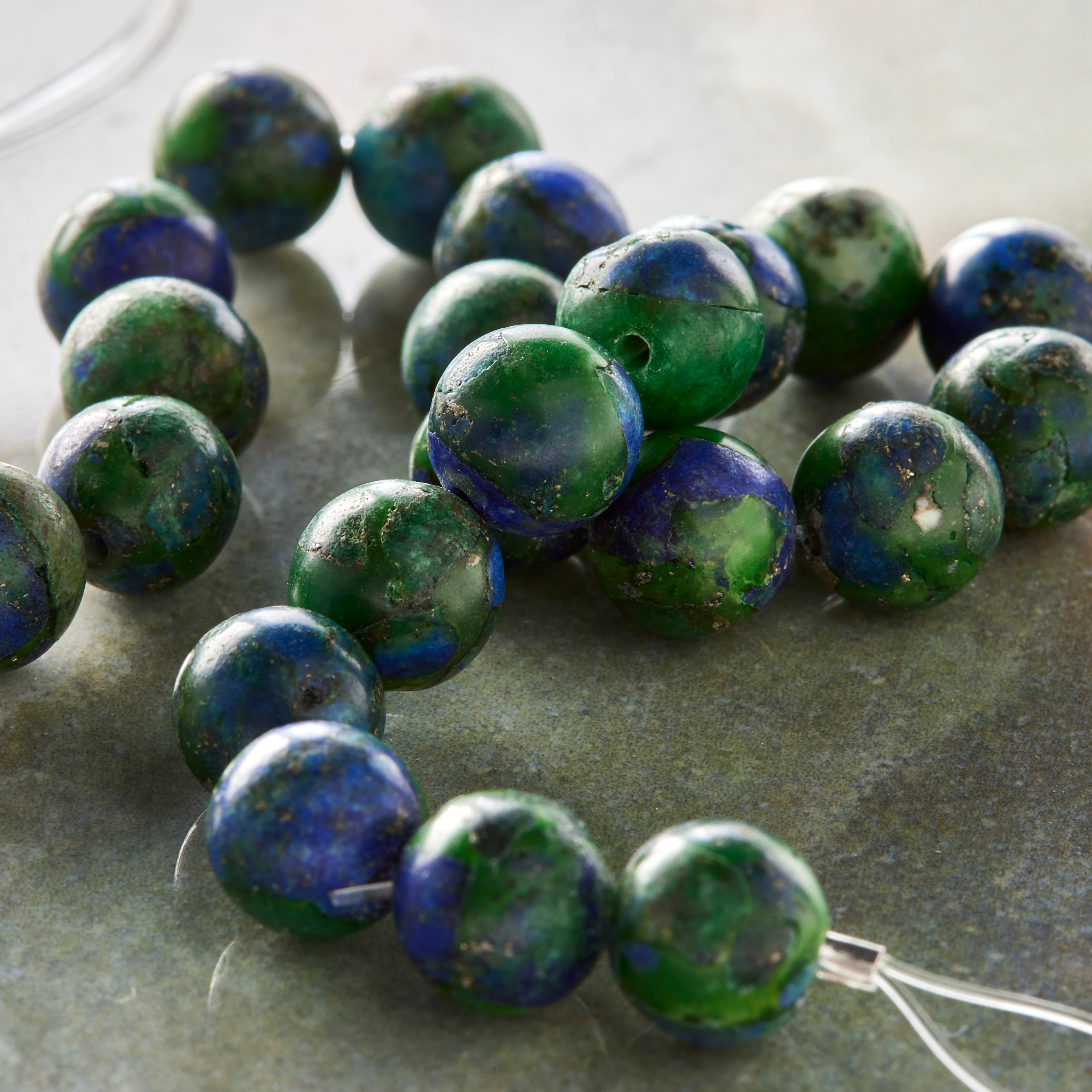 12 Pack: Green & Blue Chryscolla Round Beads, 8mm by Bead Landing®