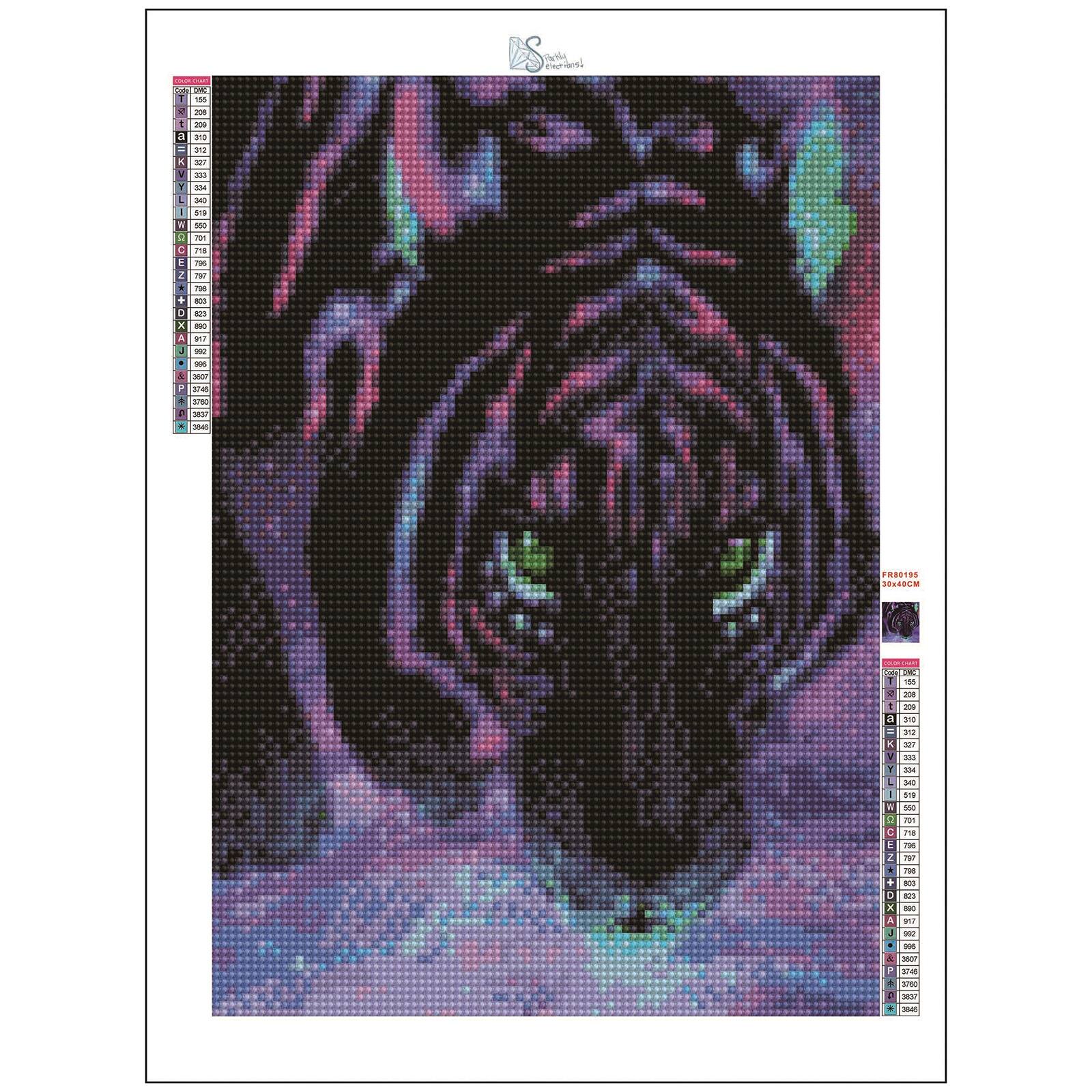 Sparkly Selections Black Light Tiger Diamond Painting Kit, Round Diamonds