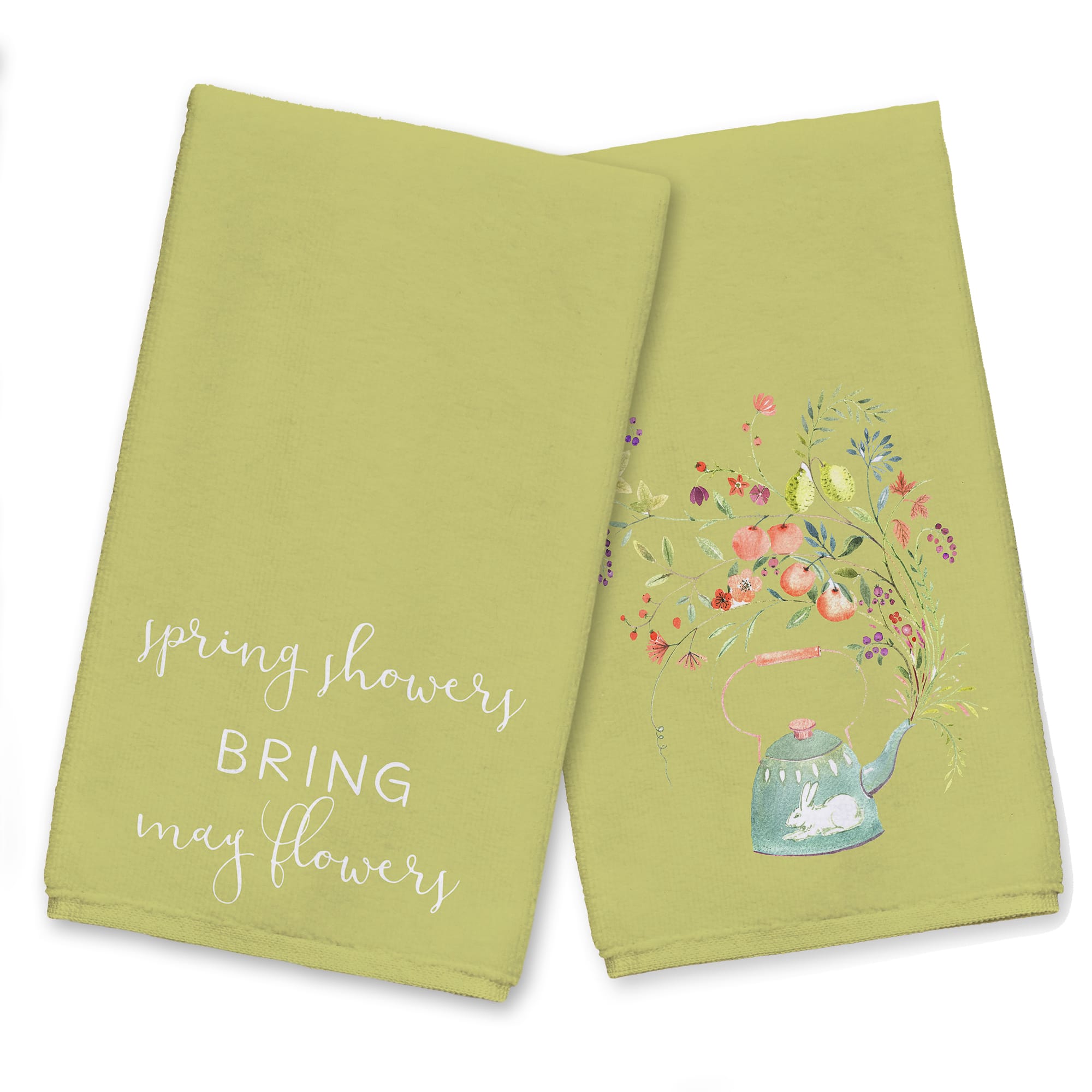 Tea Pot Spring Showers Tea Towel - Set of 2