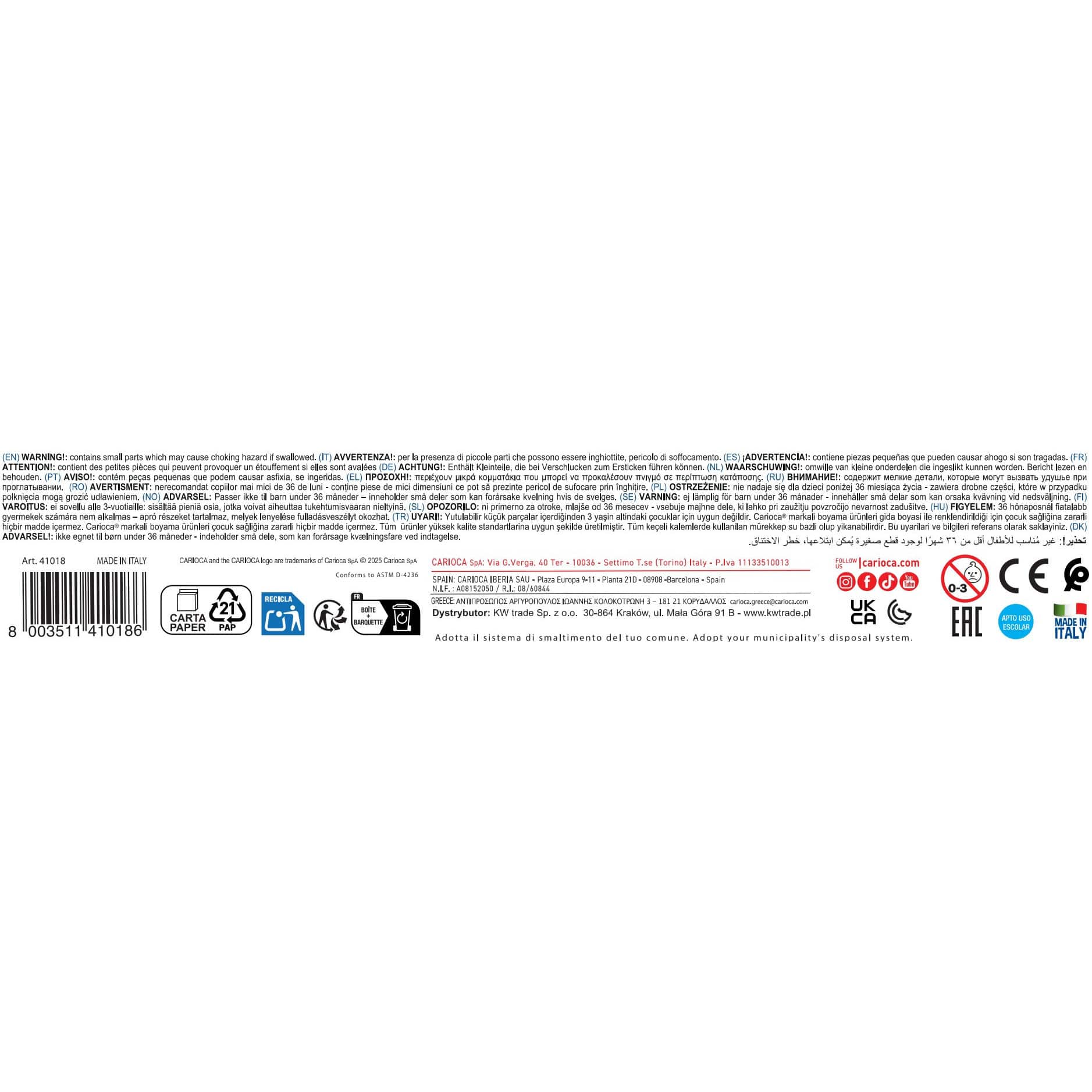 CARIOCA® Joy 2.8mm Fine Tip Felt Tip Washable Pens, 50ct.