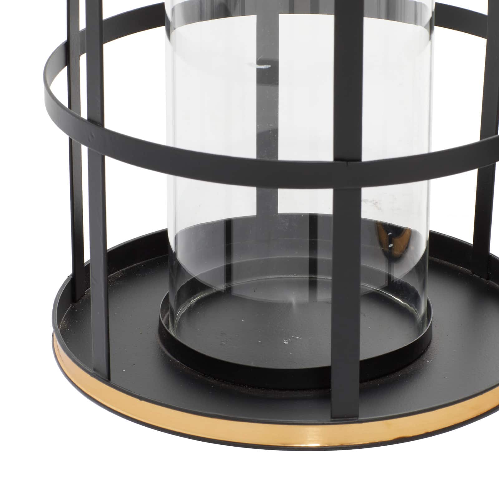 Set of 2" Black Metal Industrial Lantern , 14", 12"