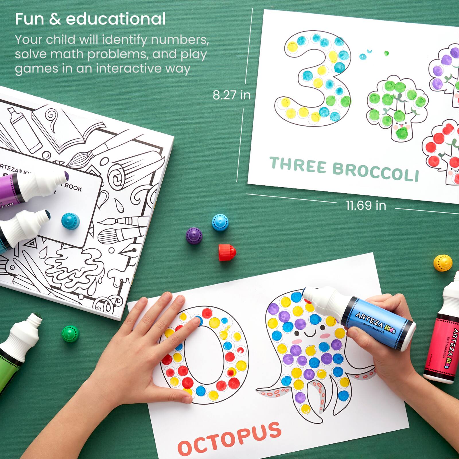 Arteza® Kids Dot Markers 75ml, Alphabet/Numbers/Shapes Book