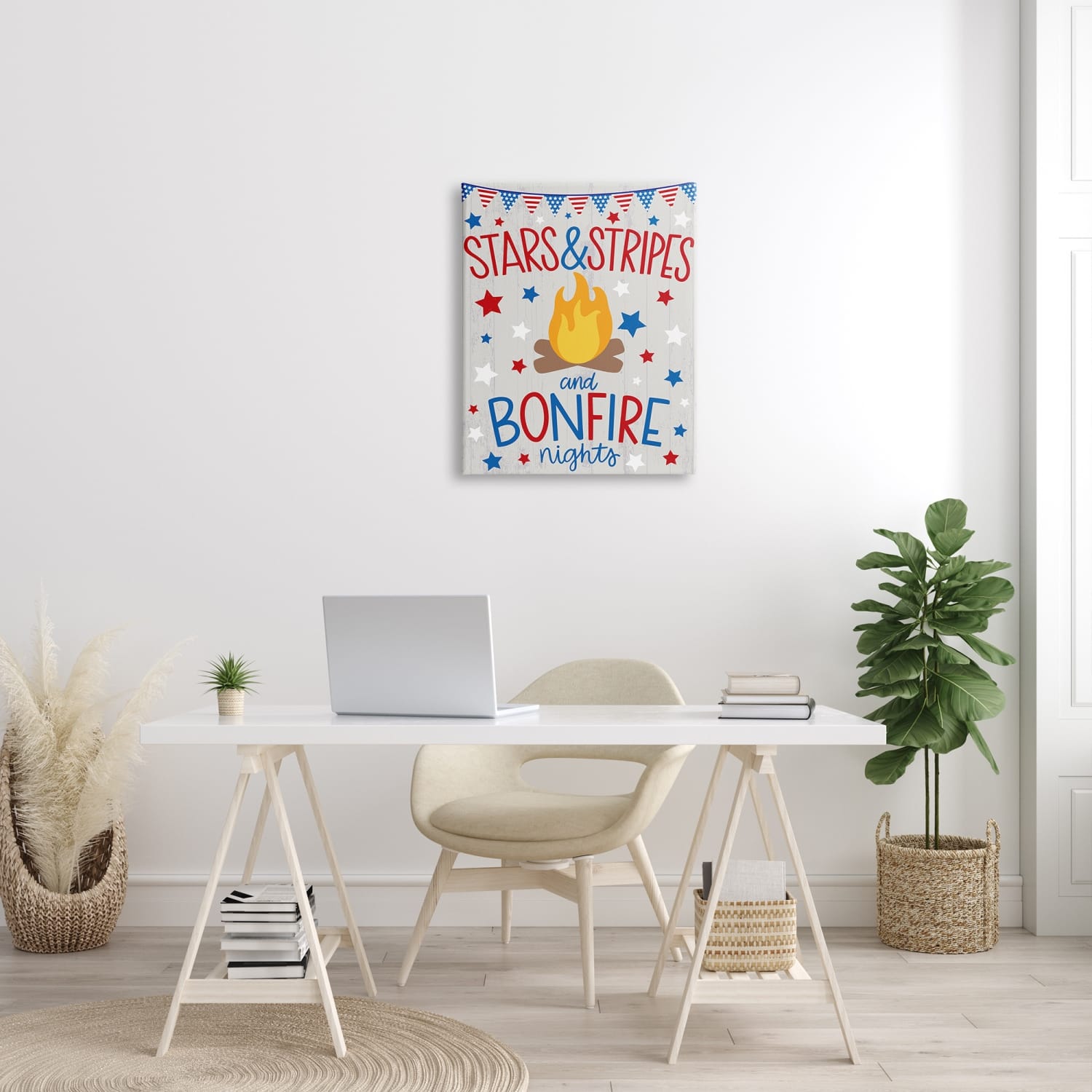 Stupell Industries Stars Stripes and Bonfire Phrase Nights Americana Pride Canvas Wall Art