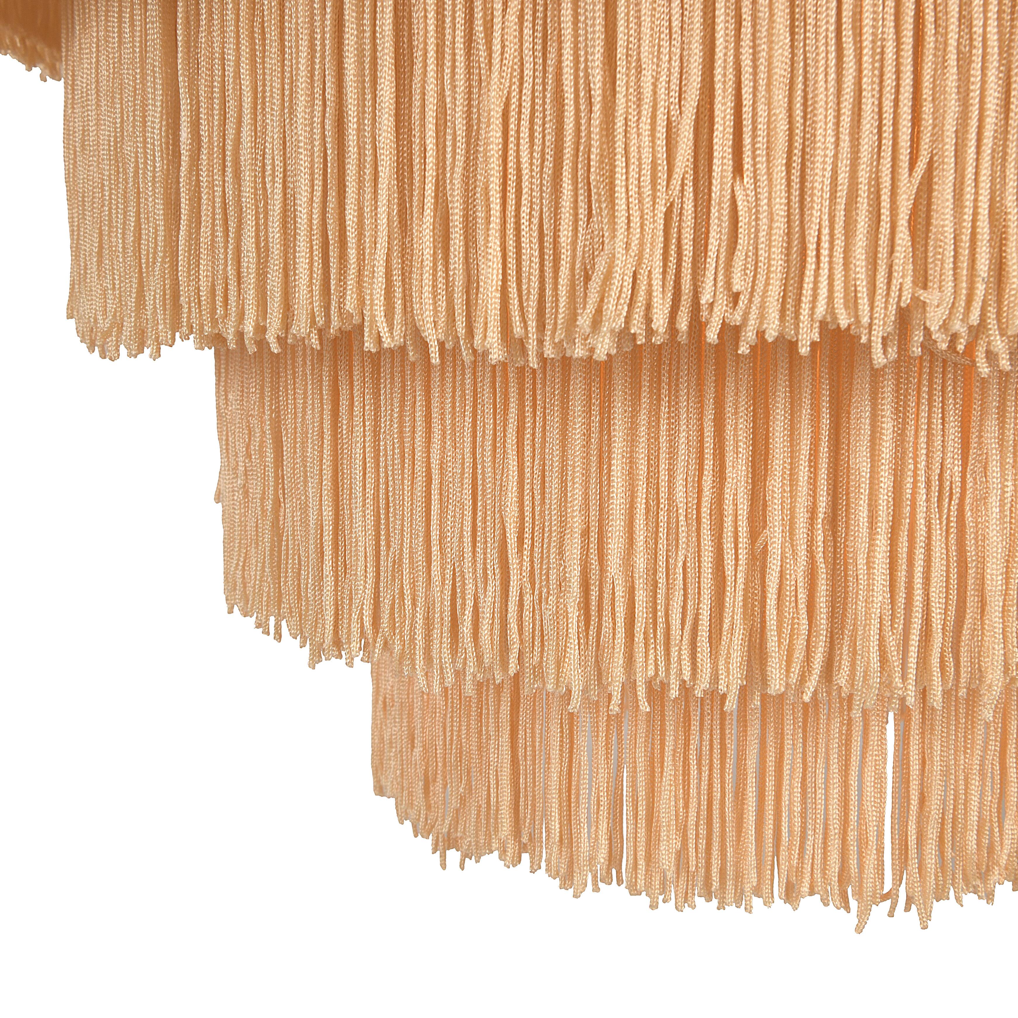 Hello Honey® Gold Metal with 5-Tiered Cream Fringe Pendant Lamp