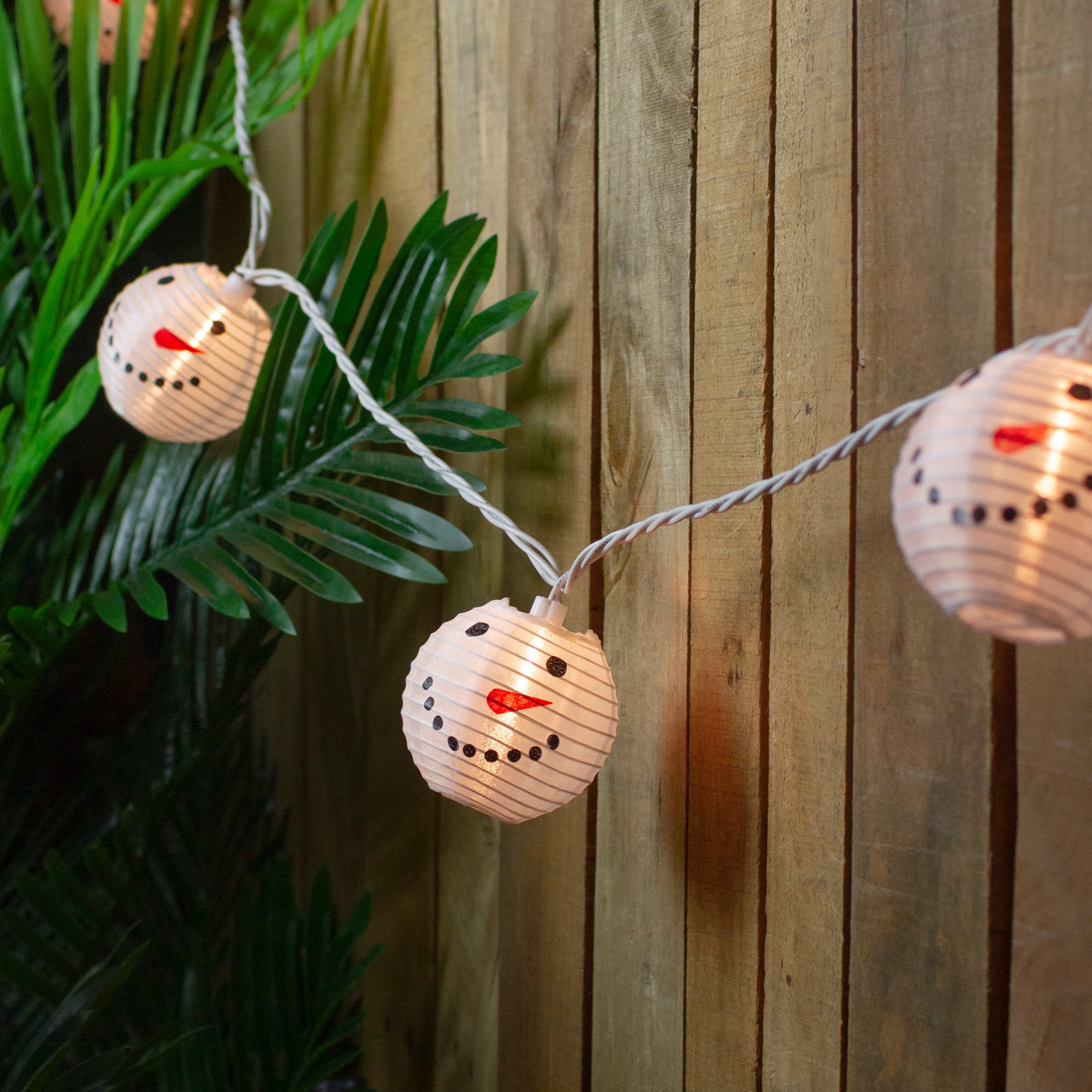 10ct. White Snowman Paper Lantern Christmas Light Set
