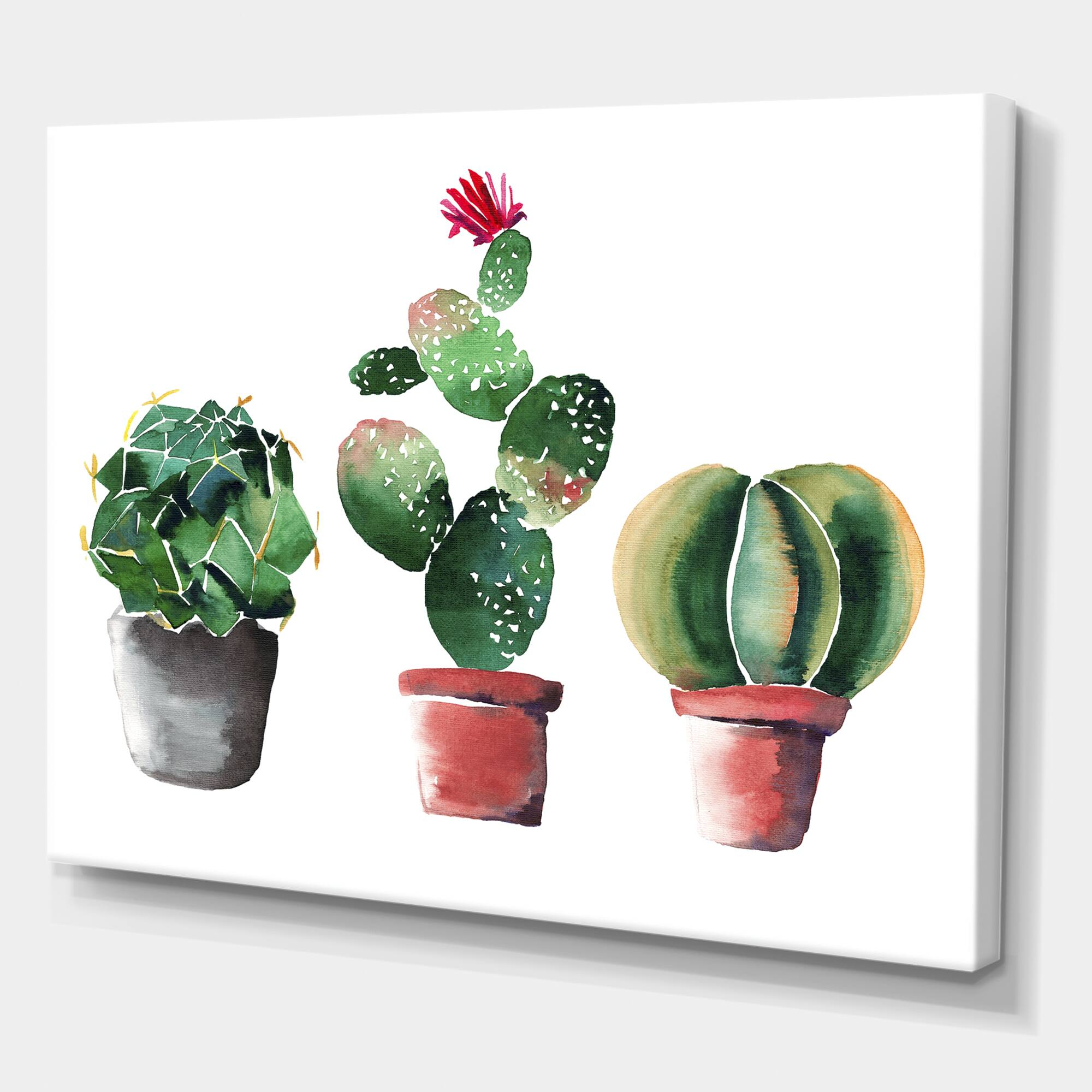 Designart - Three Cactus In Clay Pots