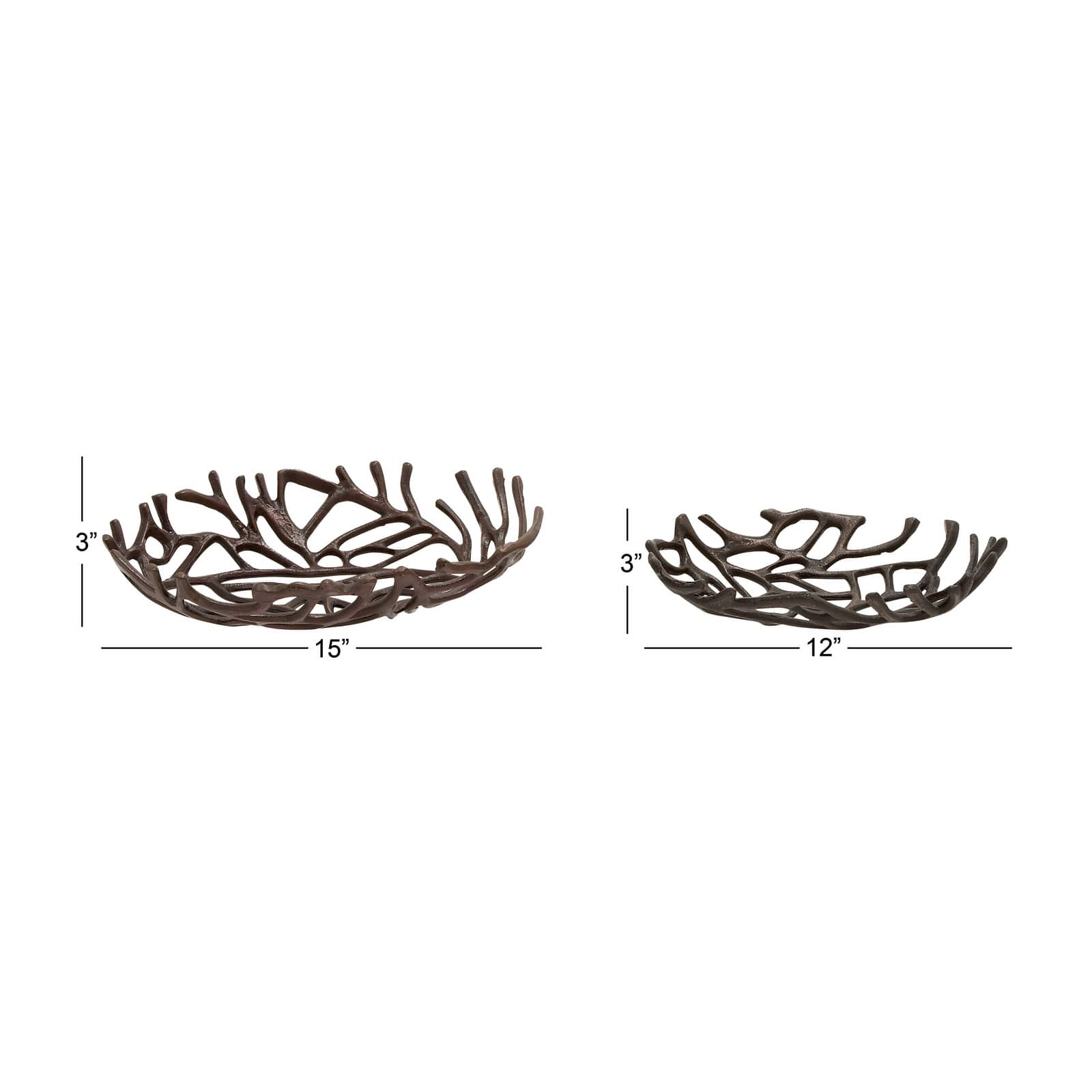Set of 2" Black Aluminum Coastal Tray, 15", 12"