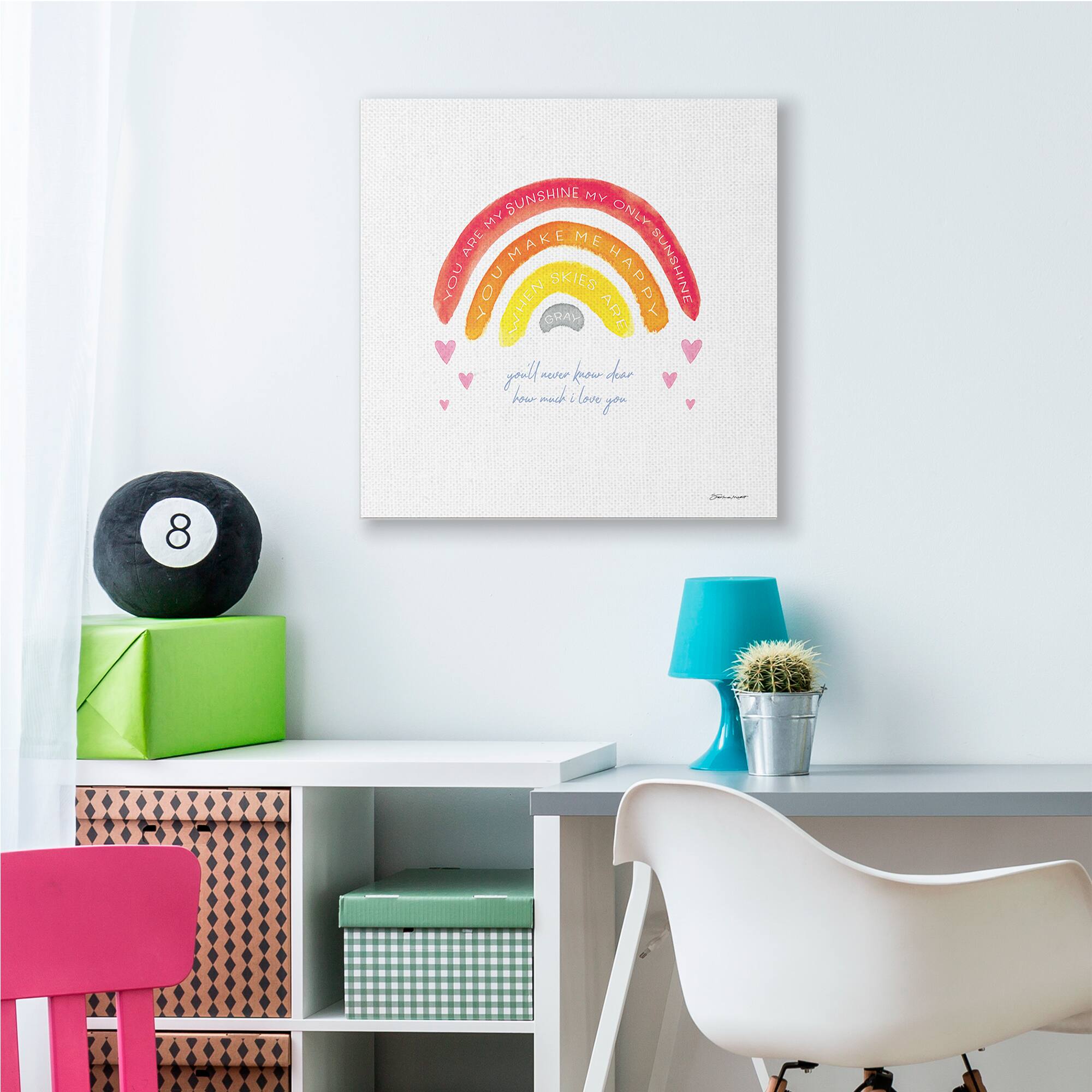 Stupell Industries My Sunshine when Sky's Gray Sentiment Rainbow Hearts Canvas Wall Art