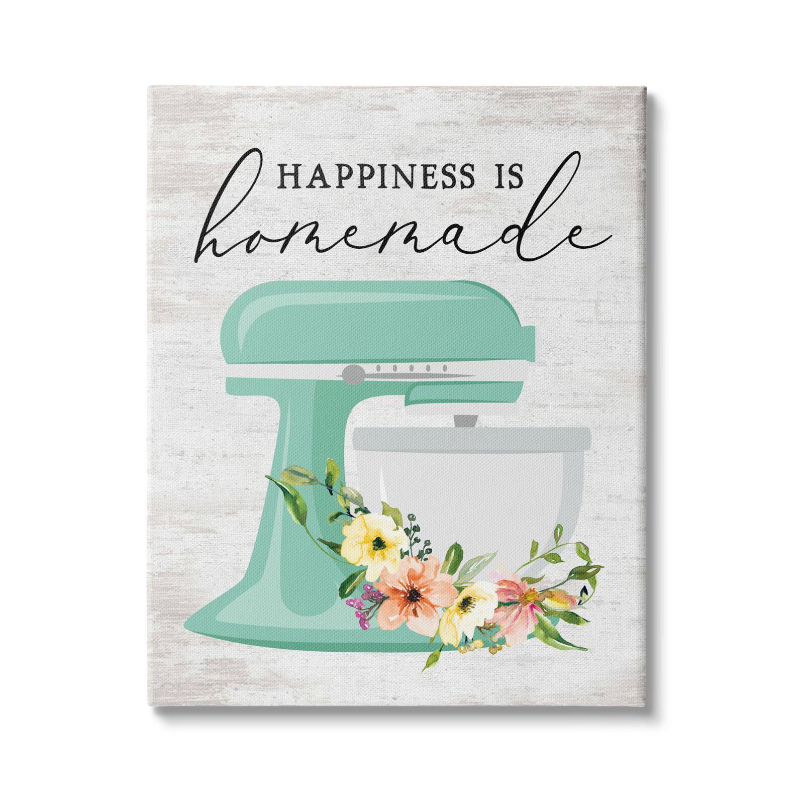 Stupell Industries Happiness is Homemade Phrase Floral Kitchen Stand Mixer Canvas Wall Art