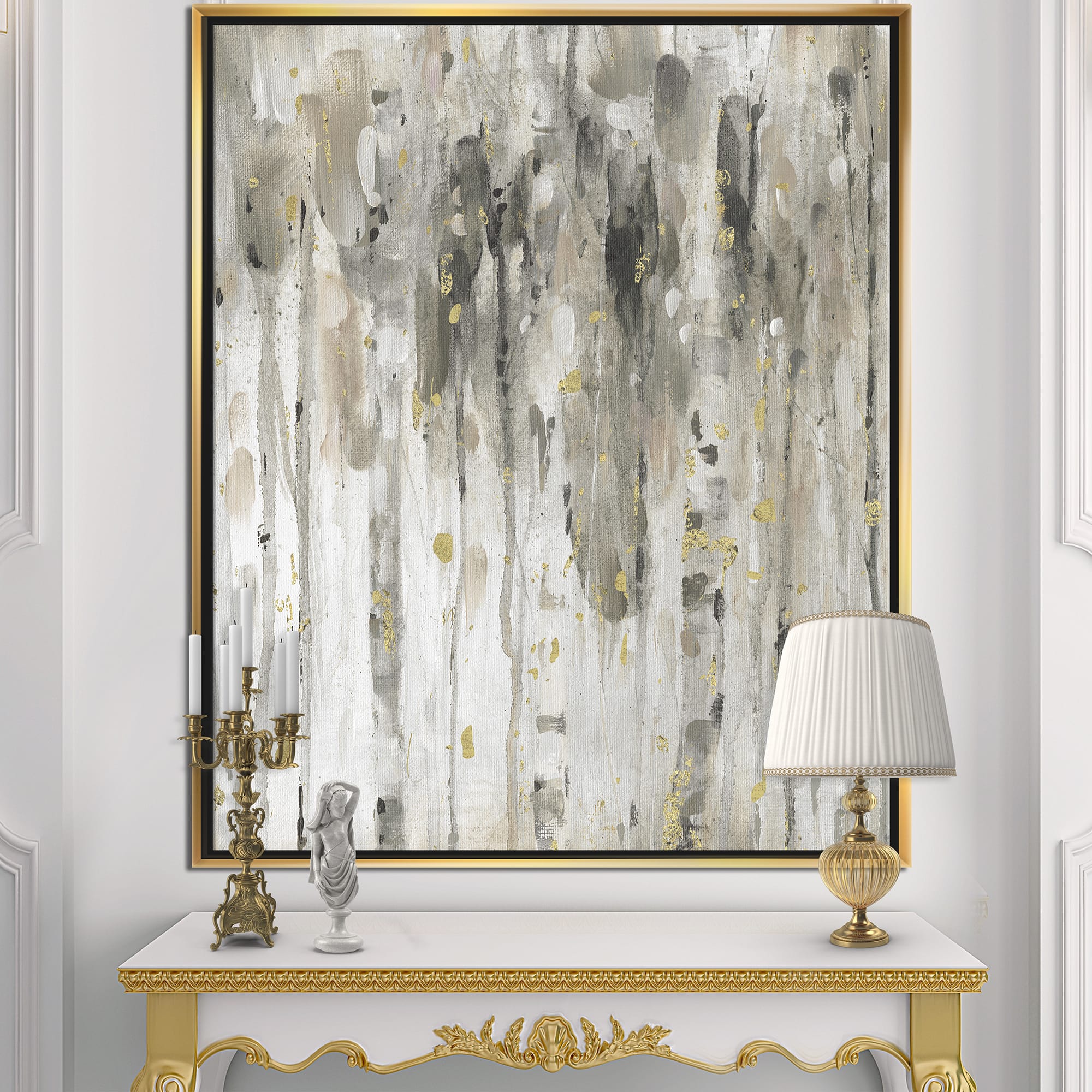 Designart - The Modern Grey Forest IV - Farmhouse Canvas in Gold Frame