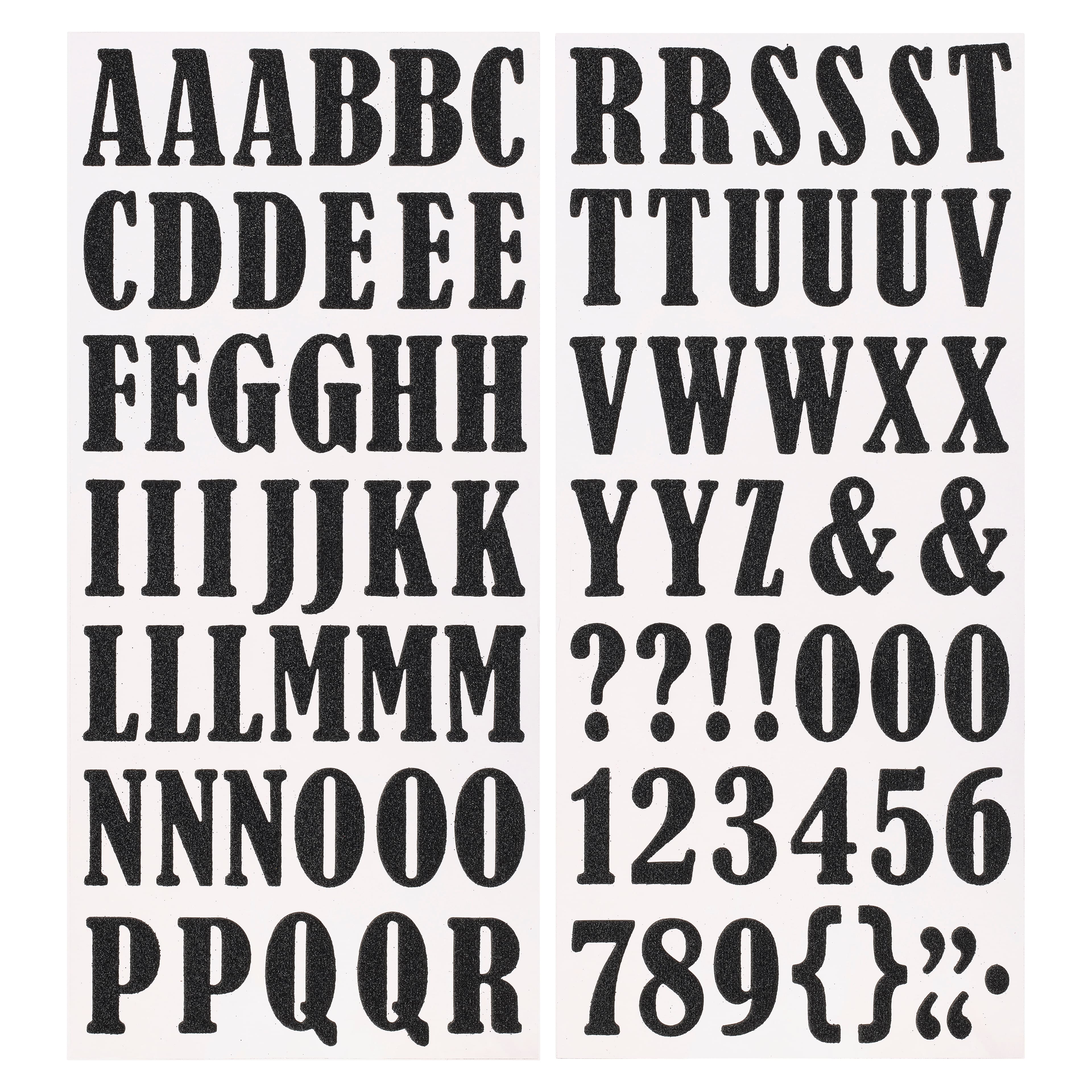 12 Packs: 91 ct. (1092 total) Glittered Black Foam Alphabet Stickers by Recollections™