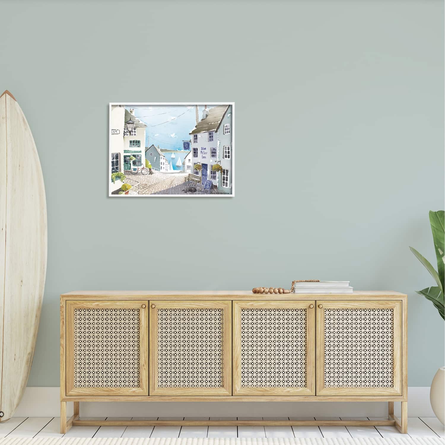 Stupell Industries Coastal Town Seaport Sailboats Framed Giclee Art