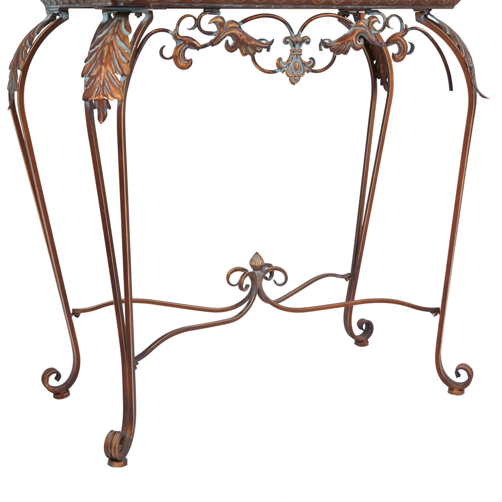 Set of 2" Bronze Metal Traditional Console Table with Mirror, 32" x 23"