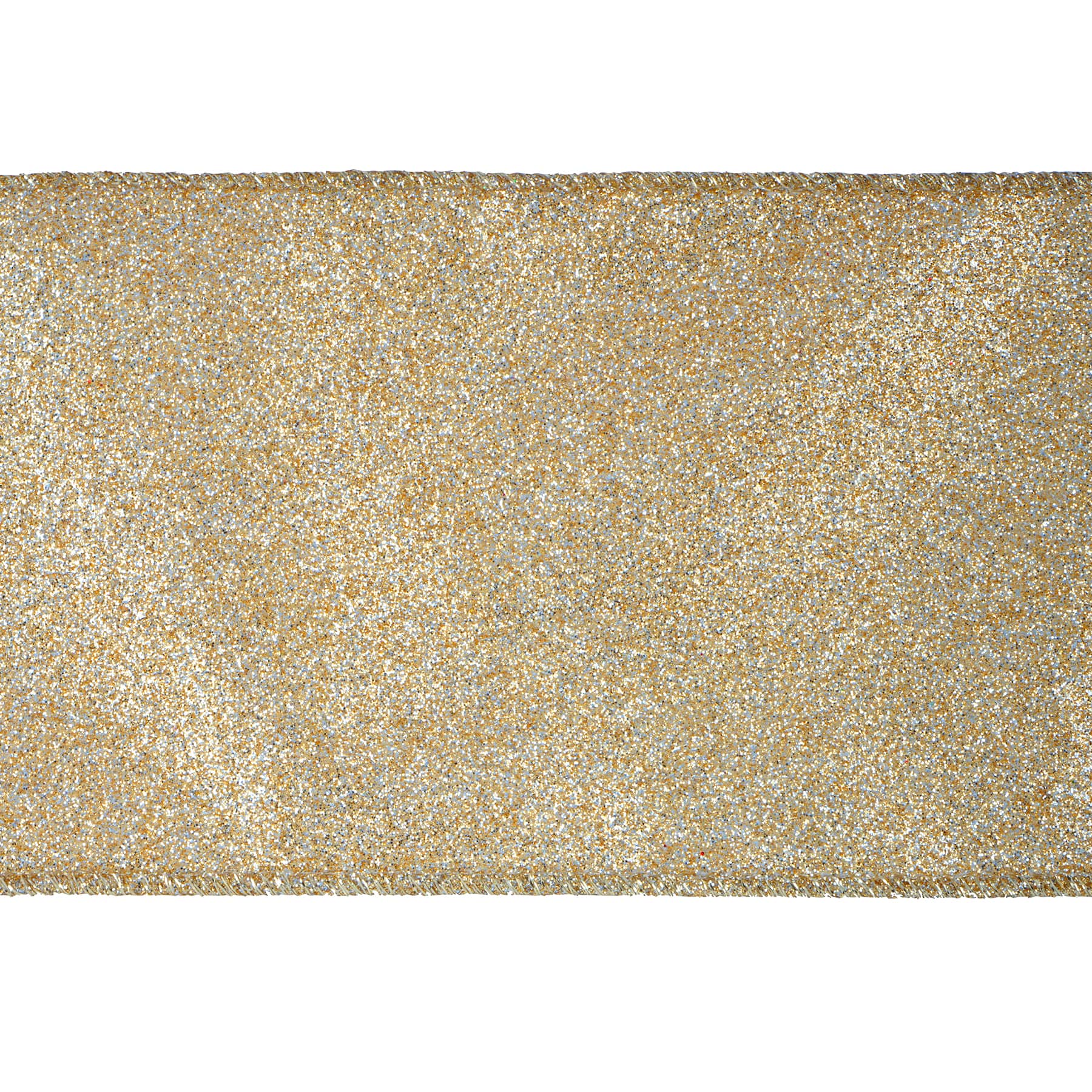 3.5" x 7yd. Gold Wired Glitter Ribbon by Celebrate It®