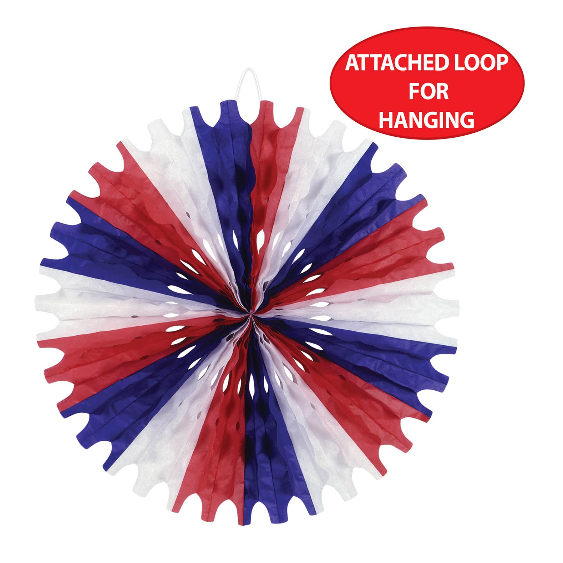 Beistle 25" Red, White & Blue Tissue Fans, 2ct.