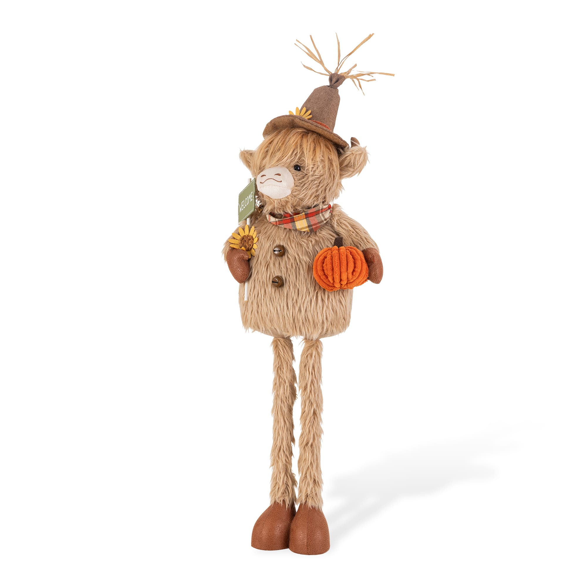 Glitzhome® 25"H-35" Fall Fabric Highland Cow Porch Decor With Telescoping Legs | 10.75" x 6" x 35" | Michaels®