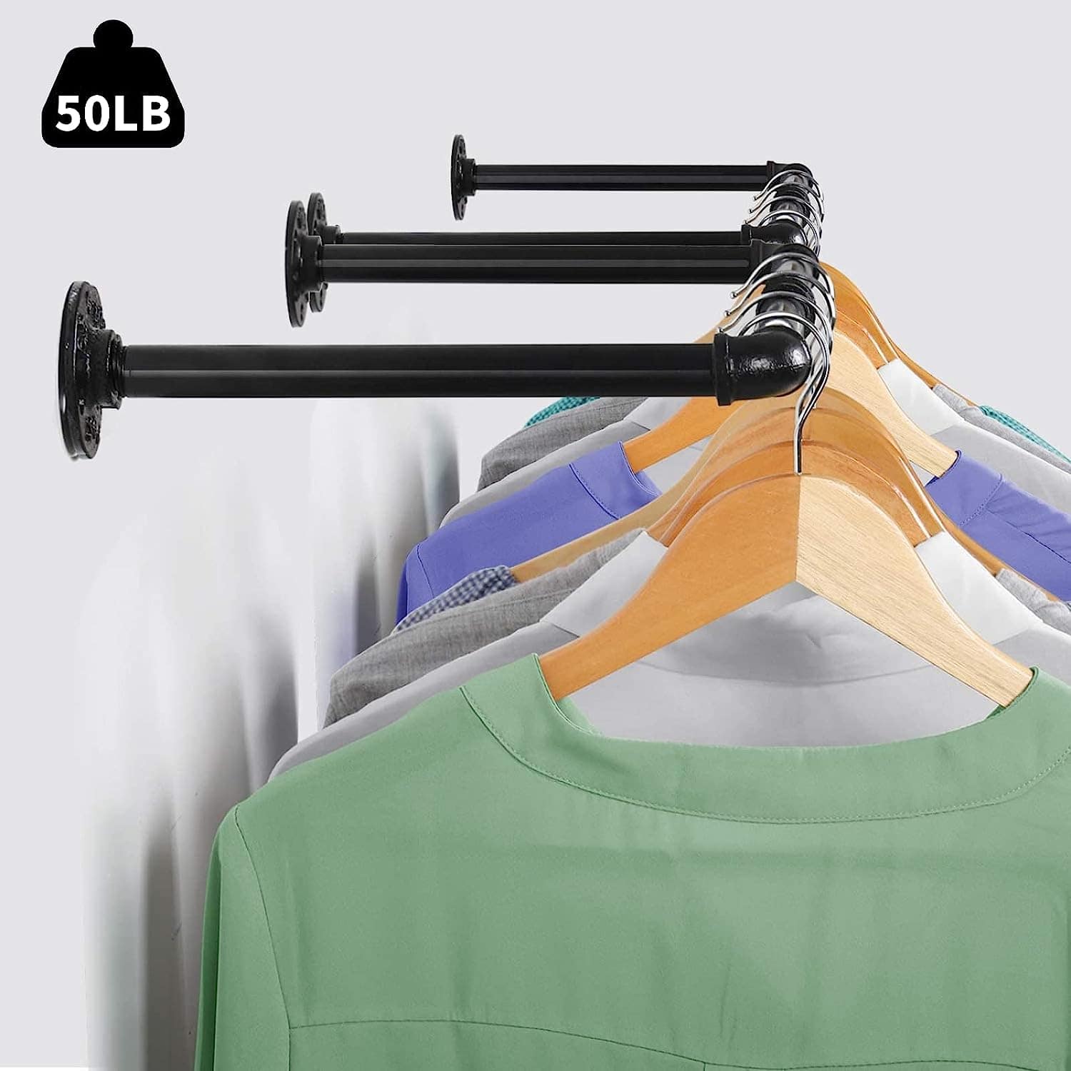 Black Metal Wall Mounted Multi-Purpose Clothing Rack