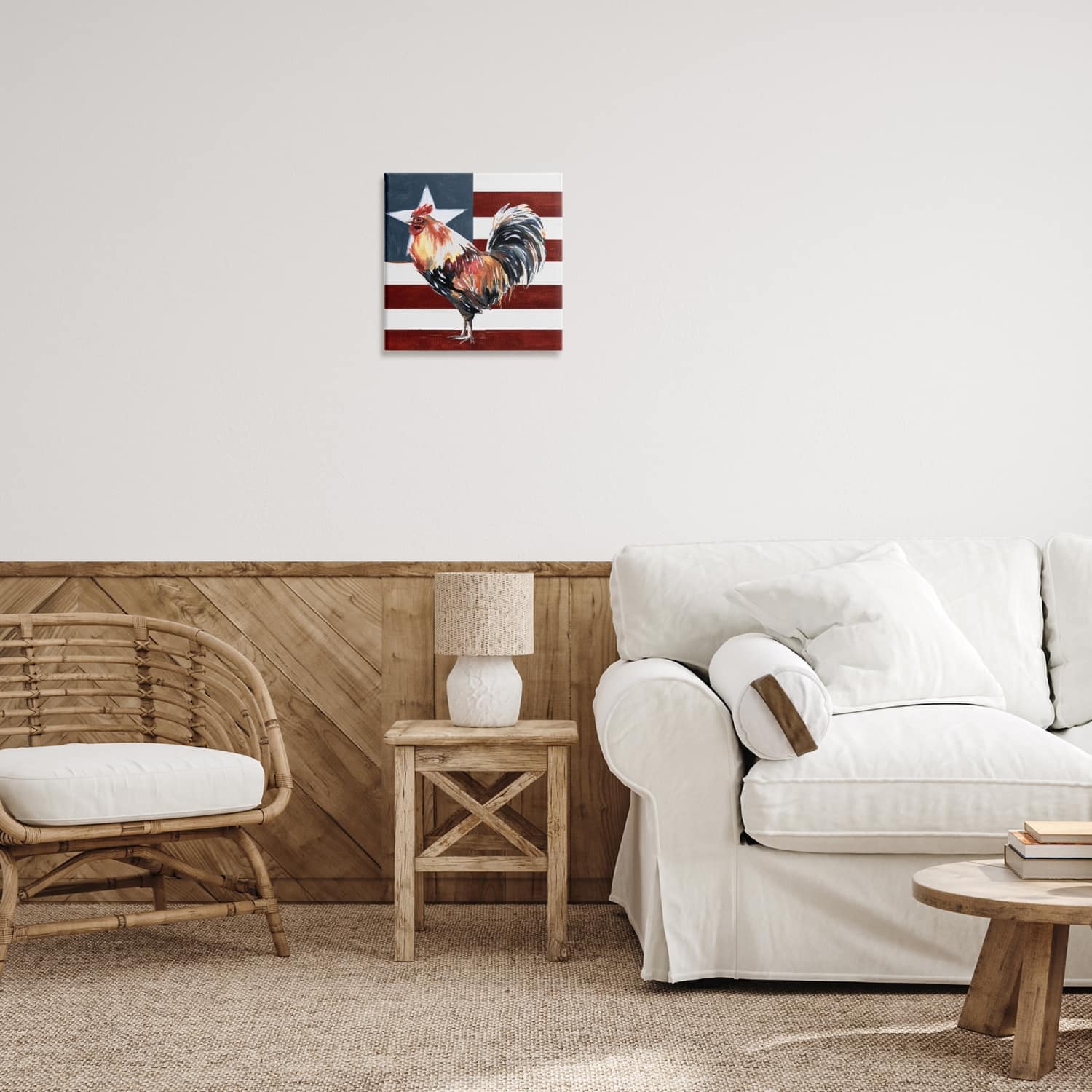 Stupell Industries Americana Rooster Single Star United States Flag Canvas Wall Art