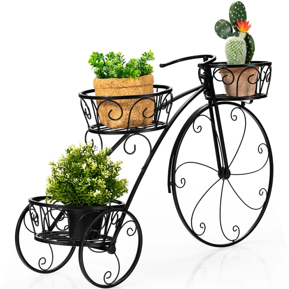 Costway Tricycle Plant Stand Flowerpot Cart Holder Parisian Style Displaying