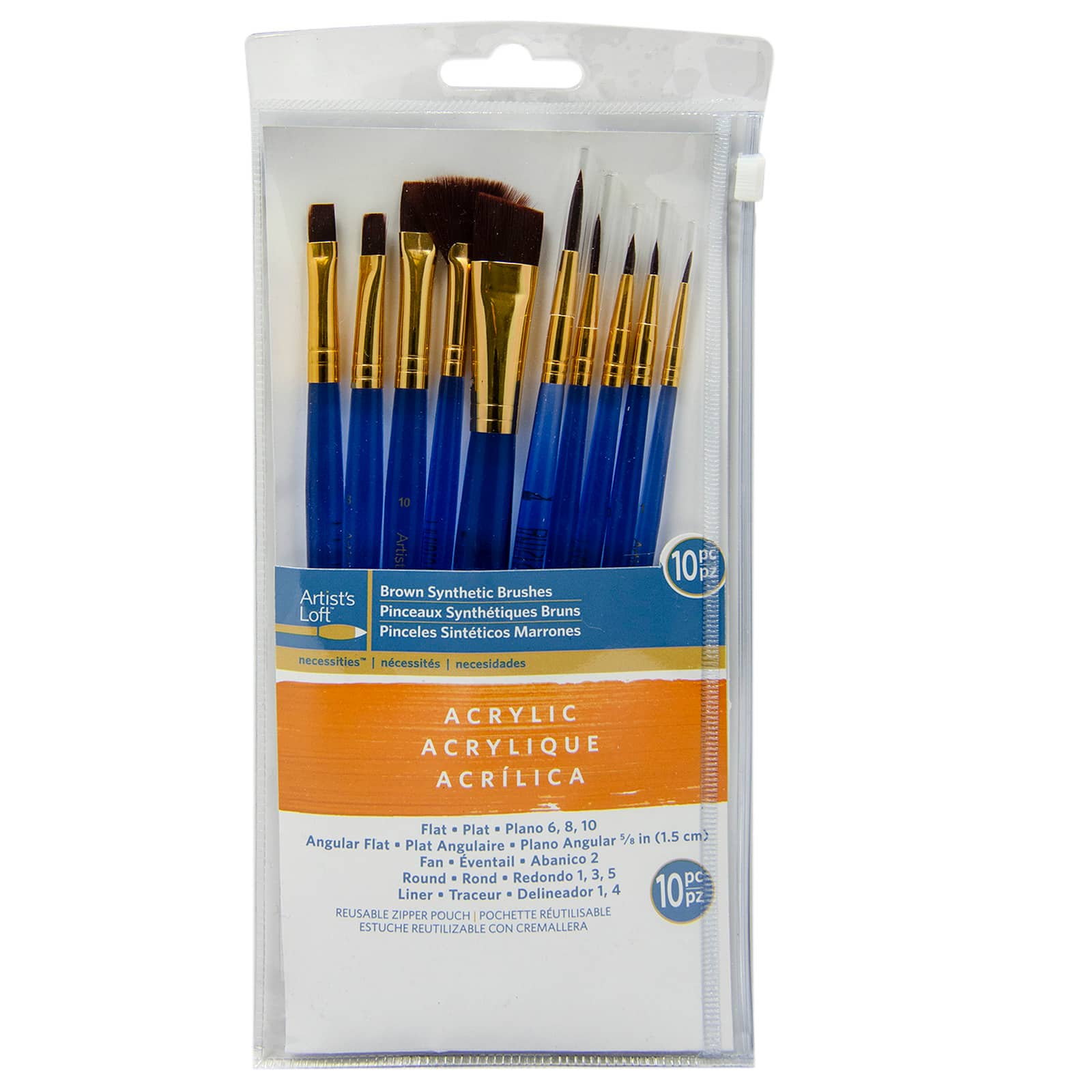 Brown Synthetic Acrylic 10 Piece Brush Combo by Artist's Loft® Necessities™