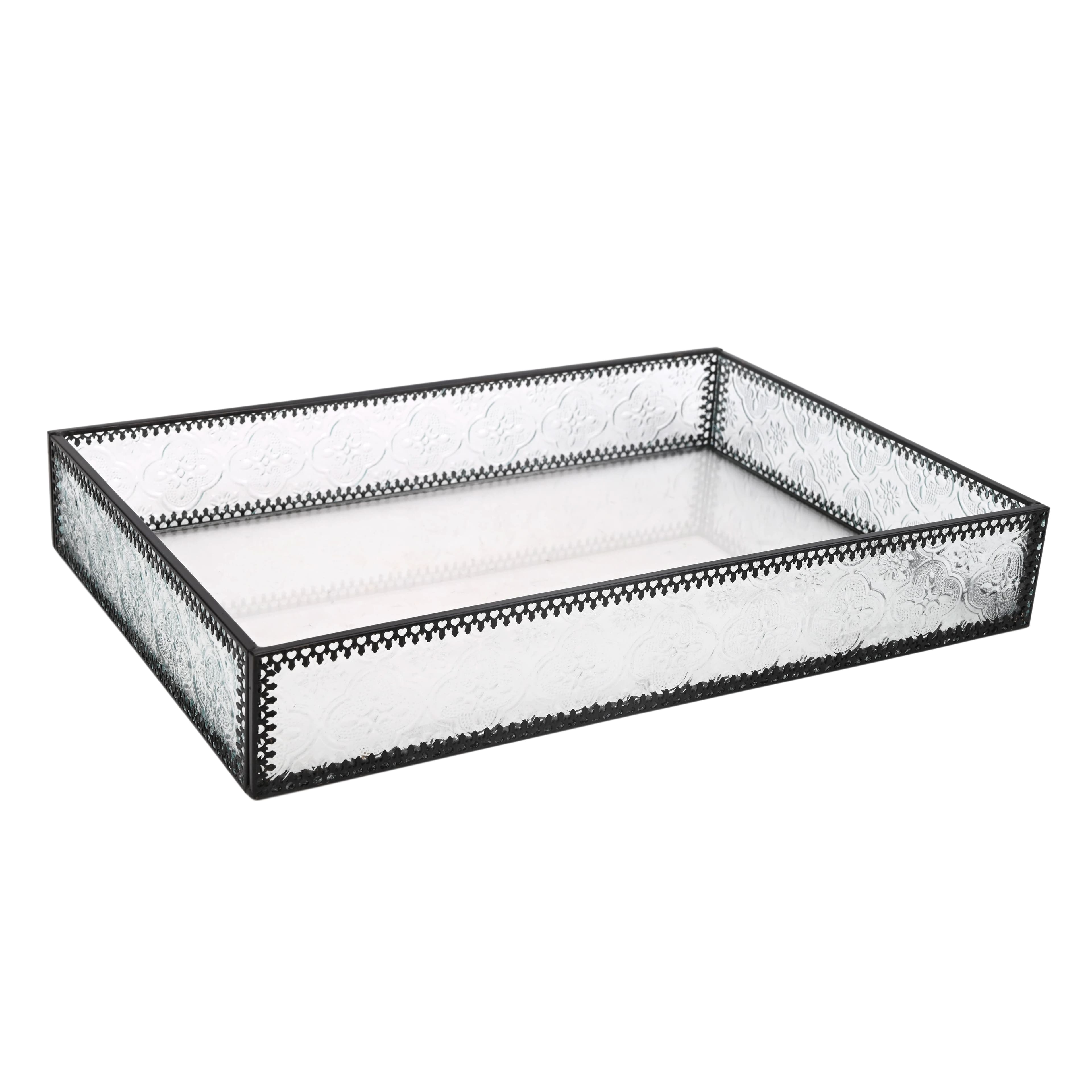 12" Clear Etched Rectangle Glass Tray by Ashland®