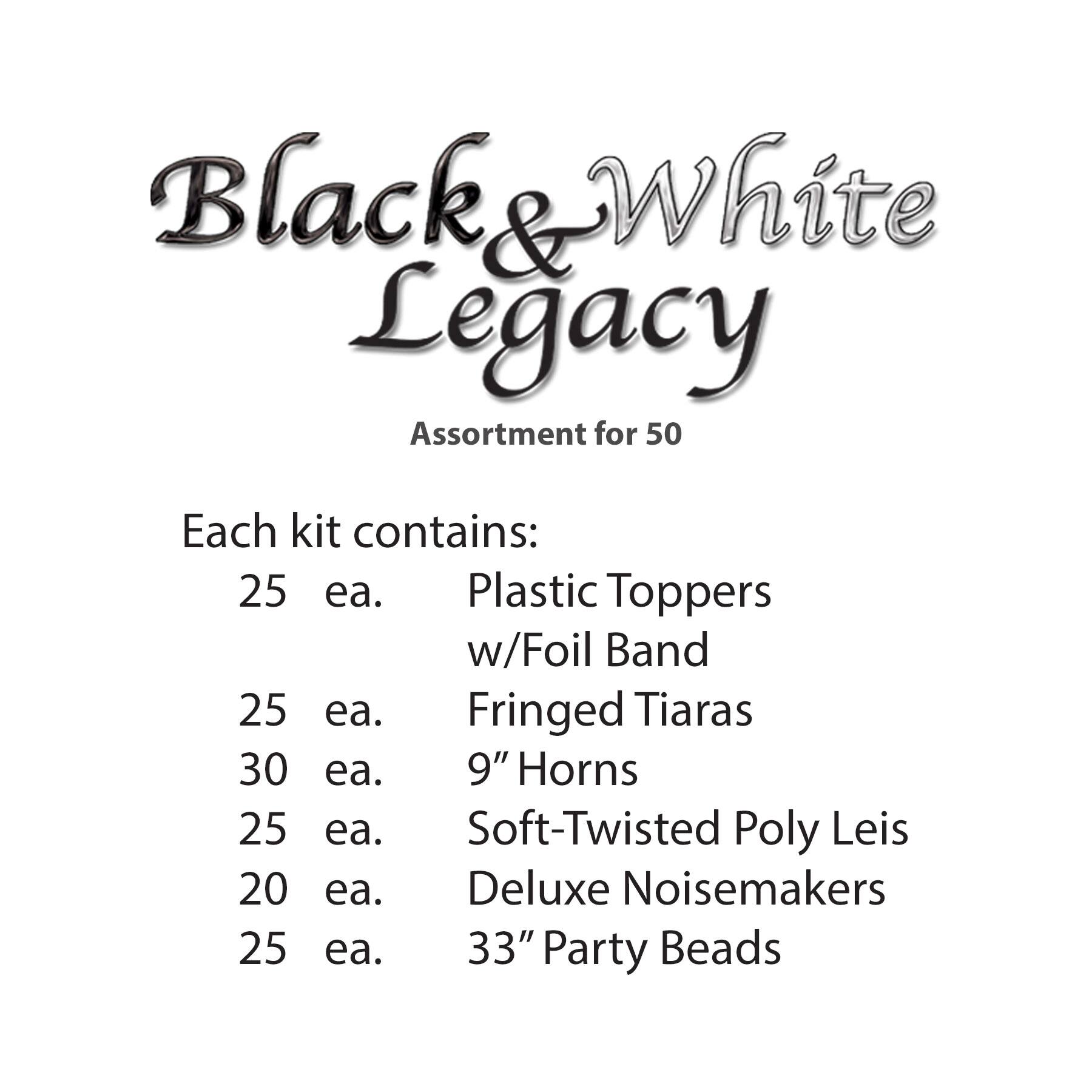 Beistle Black & White New Year Legacy Party Favor Kit for 50
