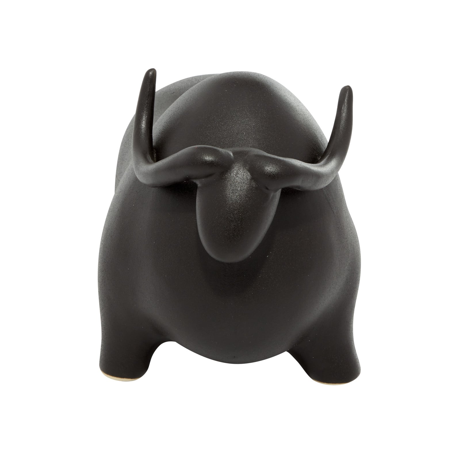12" Black Contemporary Bull Sculpture