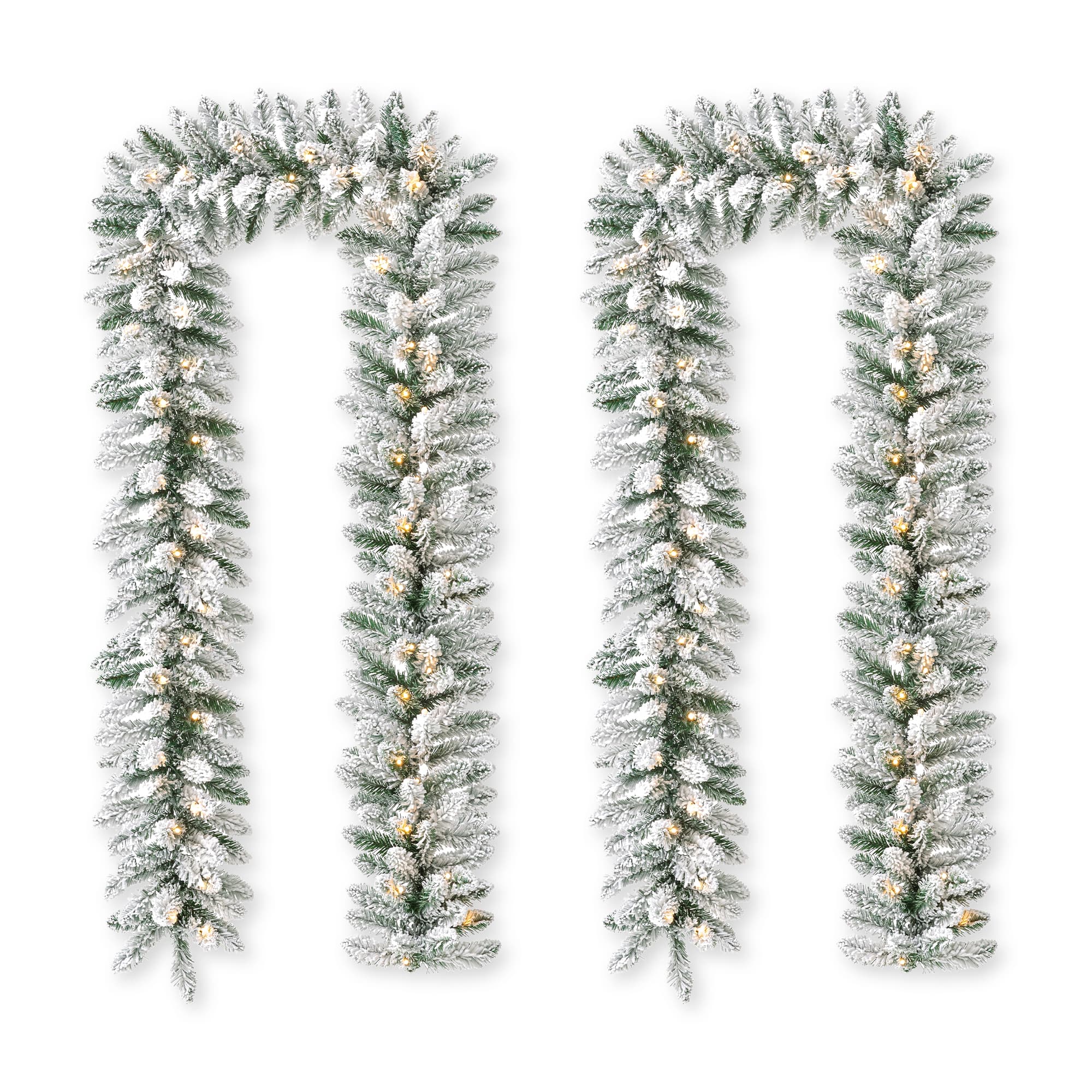 Glitzhome® 6ft. Pre-Lit Snow Flocked Christmas Garland, 2ct.