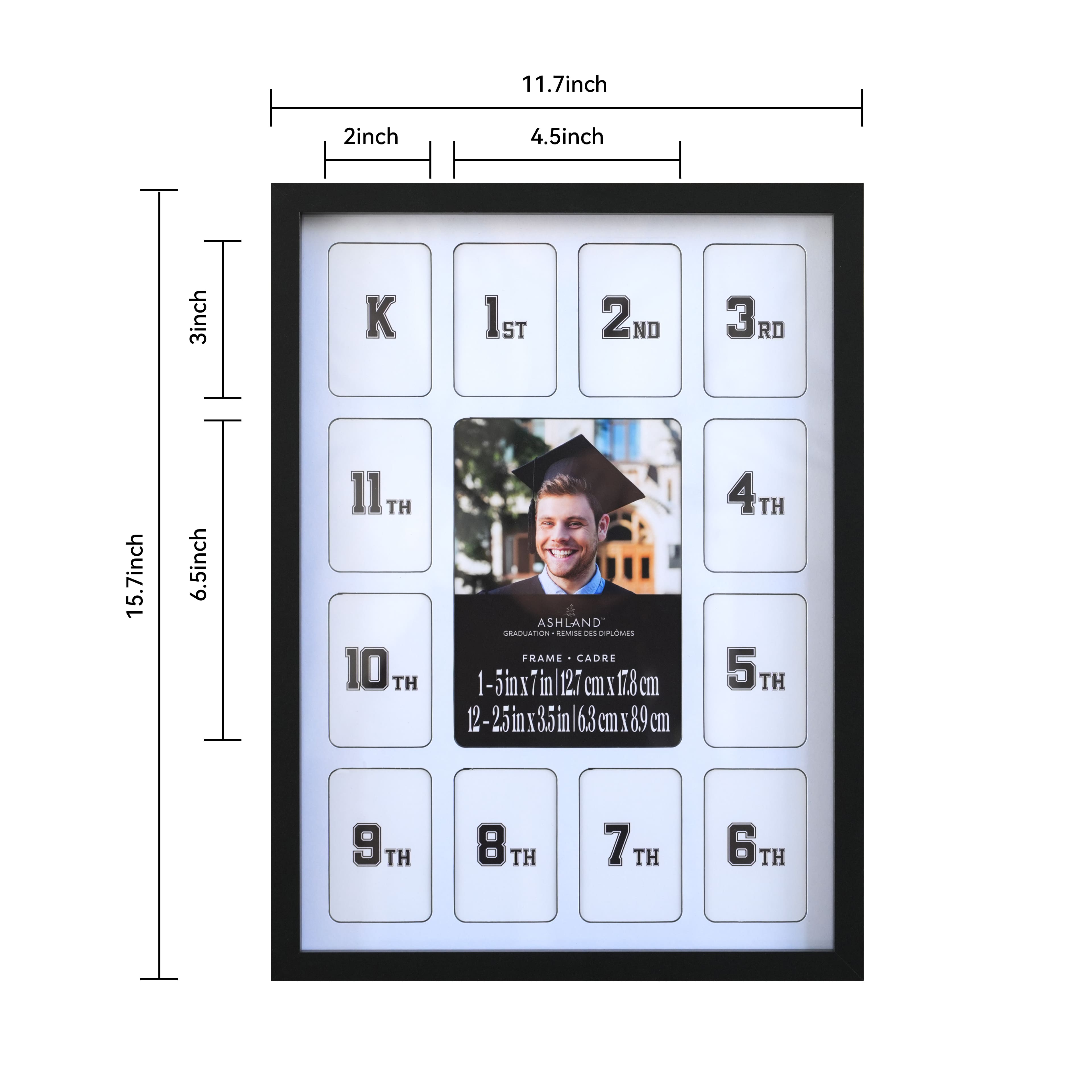 13 Opening 11" x 15" Black & White Grades Collage Frame, Graduation by Ashland®