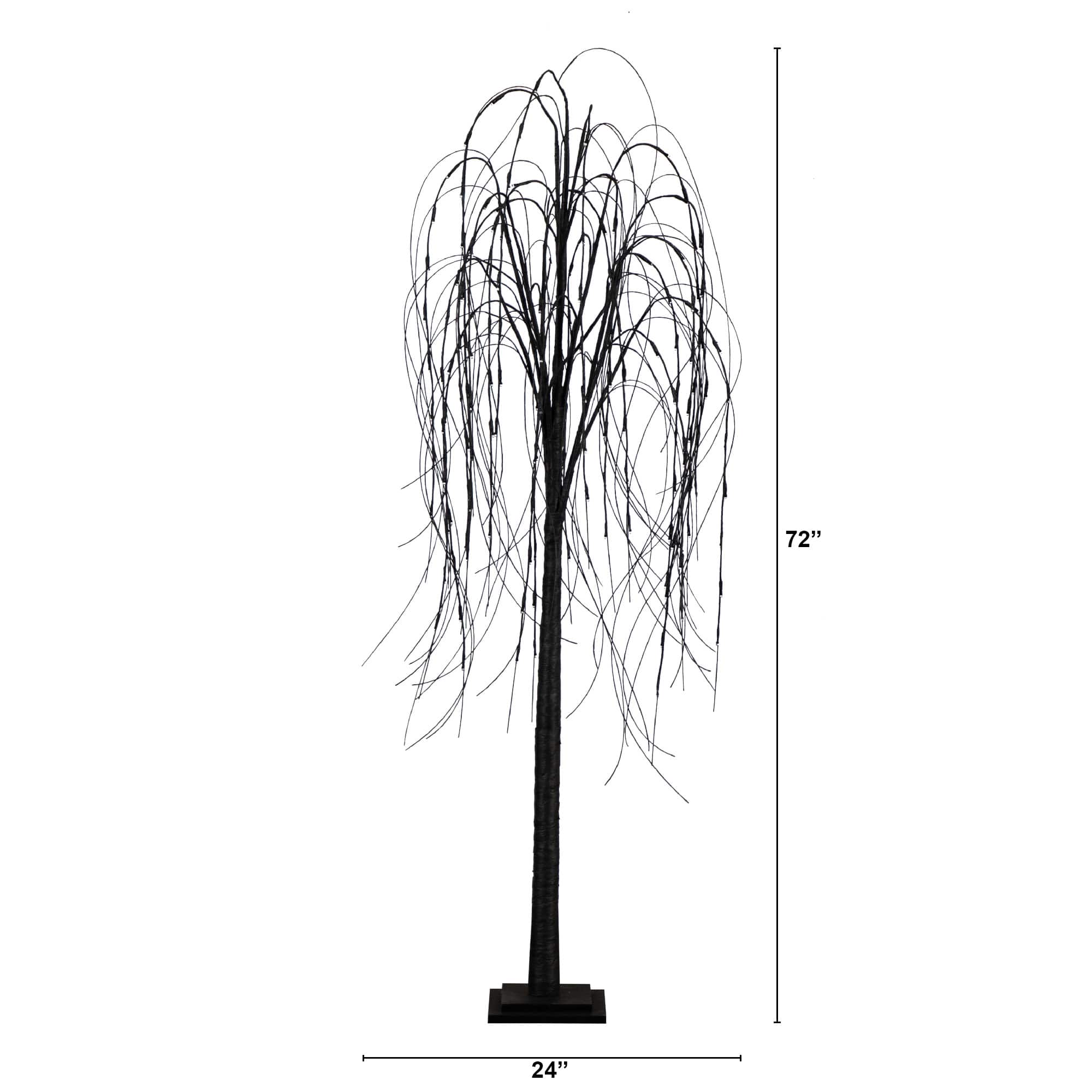 6ft. Orange & Purple LED Pre-Lit Halloween Black Willow Artificial Fall Tree