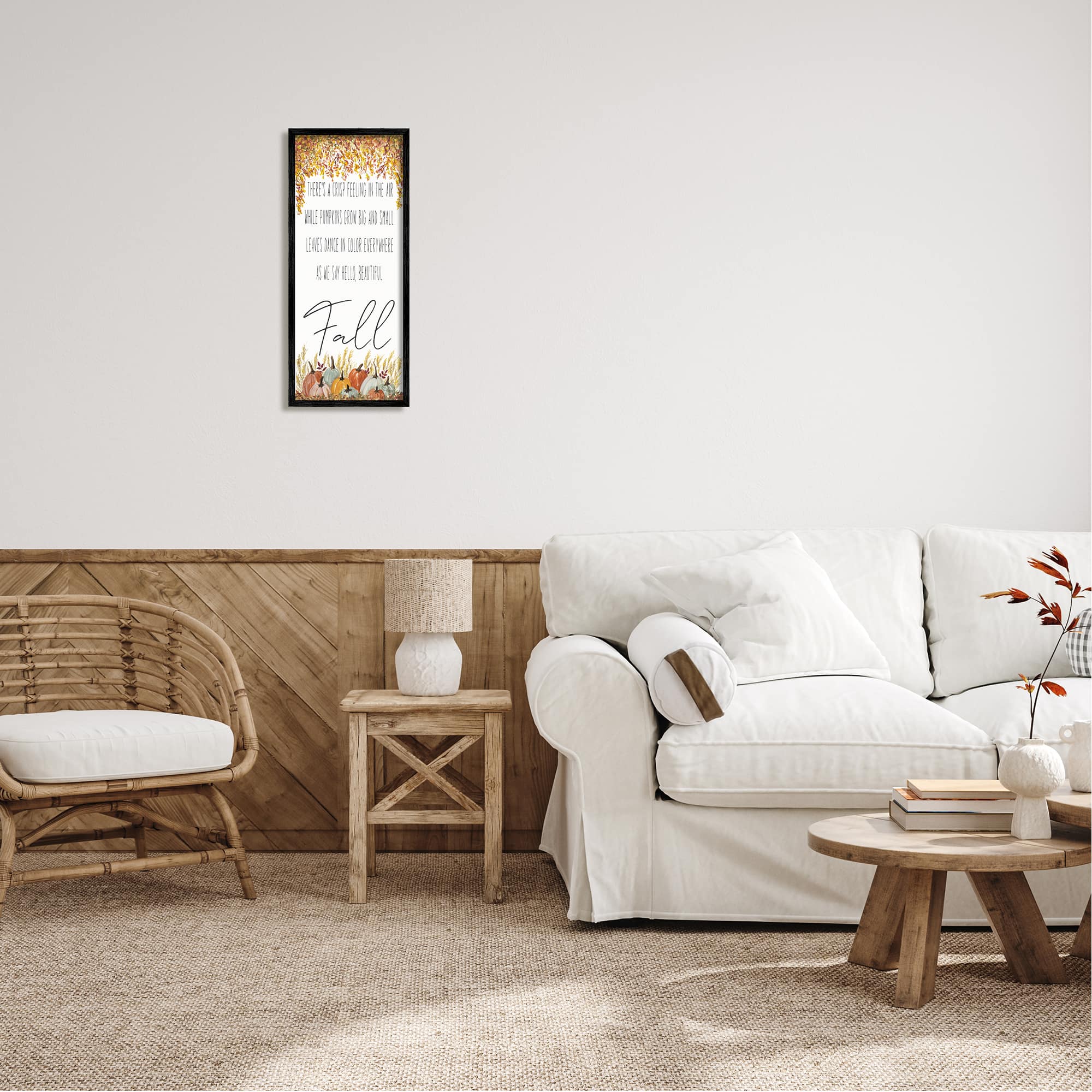 Stupell Industries Autumnal Hello Beautiful Fall Phrase Framed Giclee Art