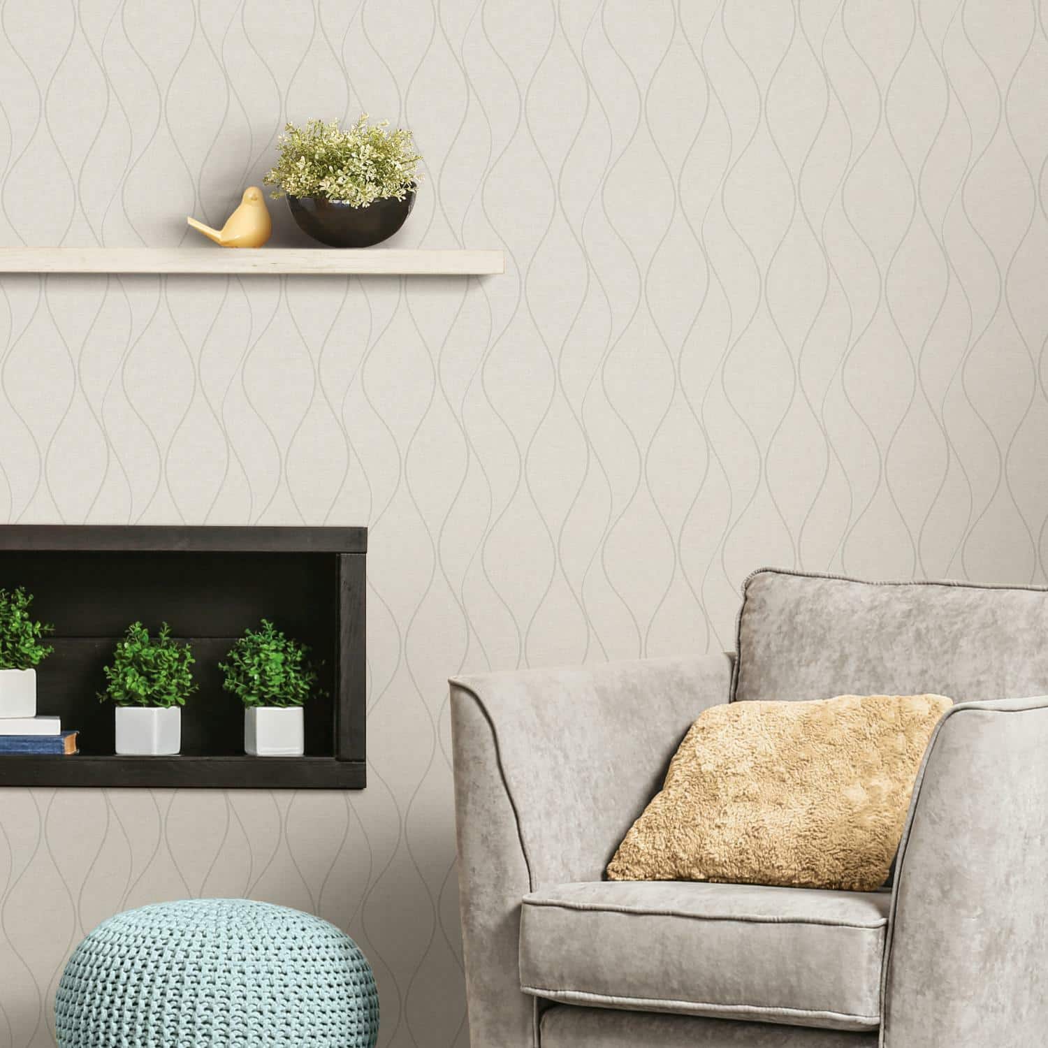 RoomMates Wave Ogee Peel & Stick Wallpaper